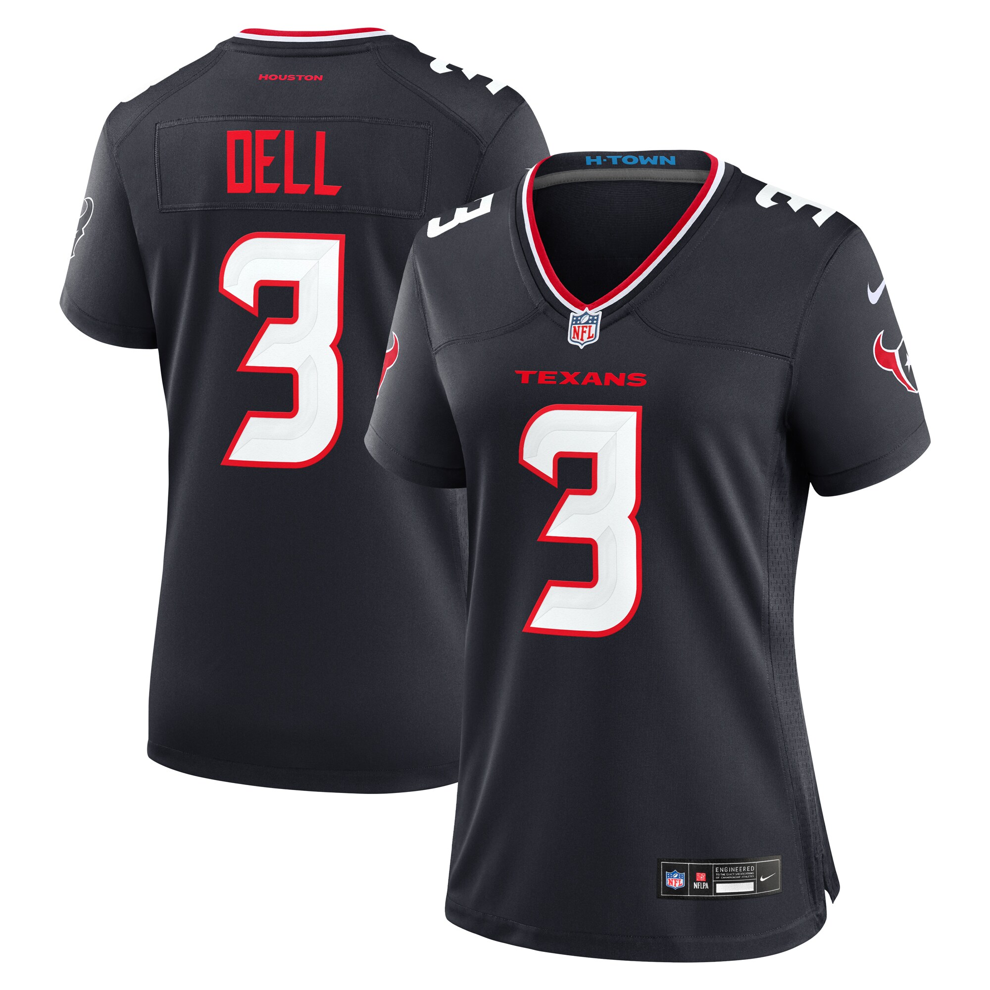 Women's Houston Texans Tank Dell Navy Team Game Jersey Js6175