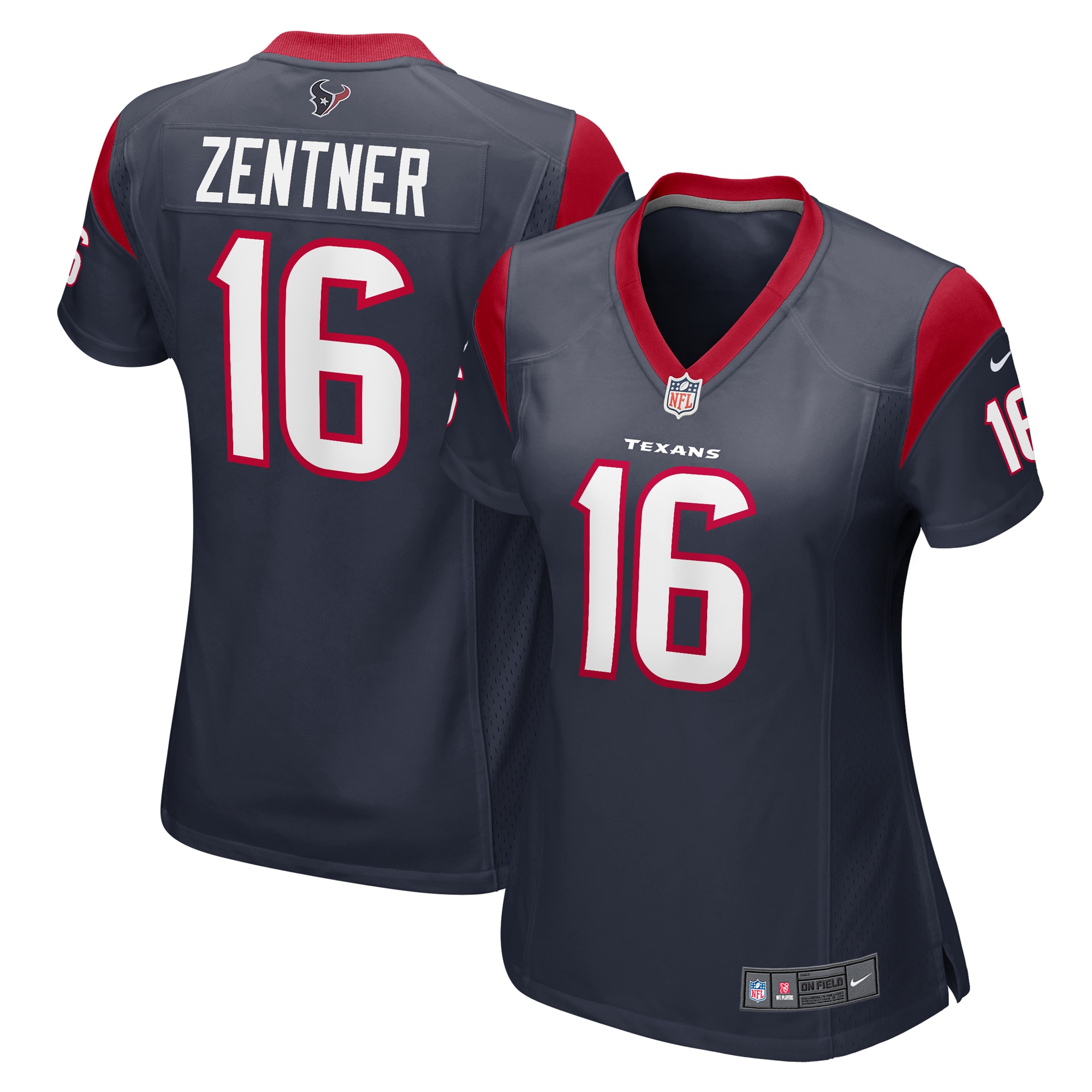Women's Houston Texans Ty Zentner Navy Team Game Jersey Js4421