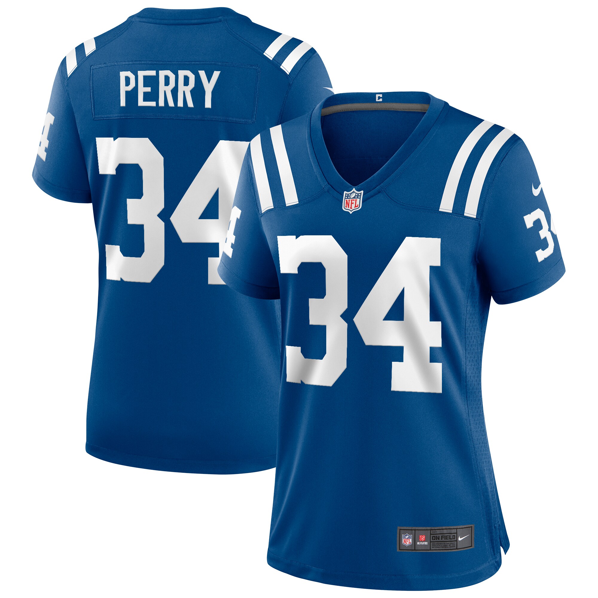 Women's Indianapolis Colts Joe Perry Royal Game Retired Player Jersey Js4106