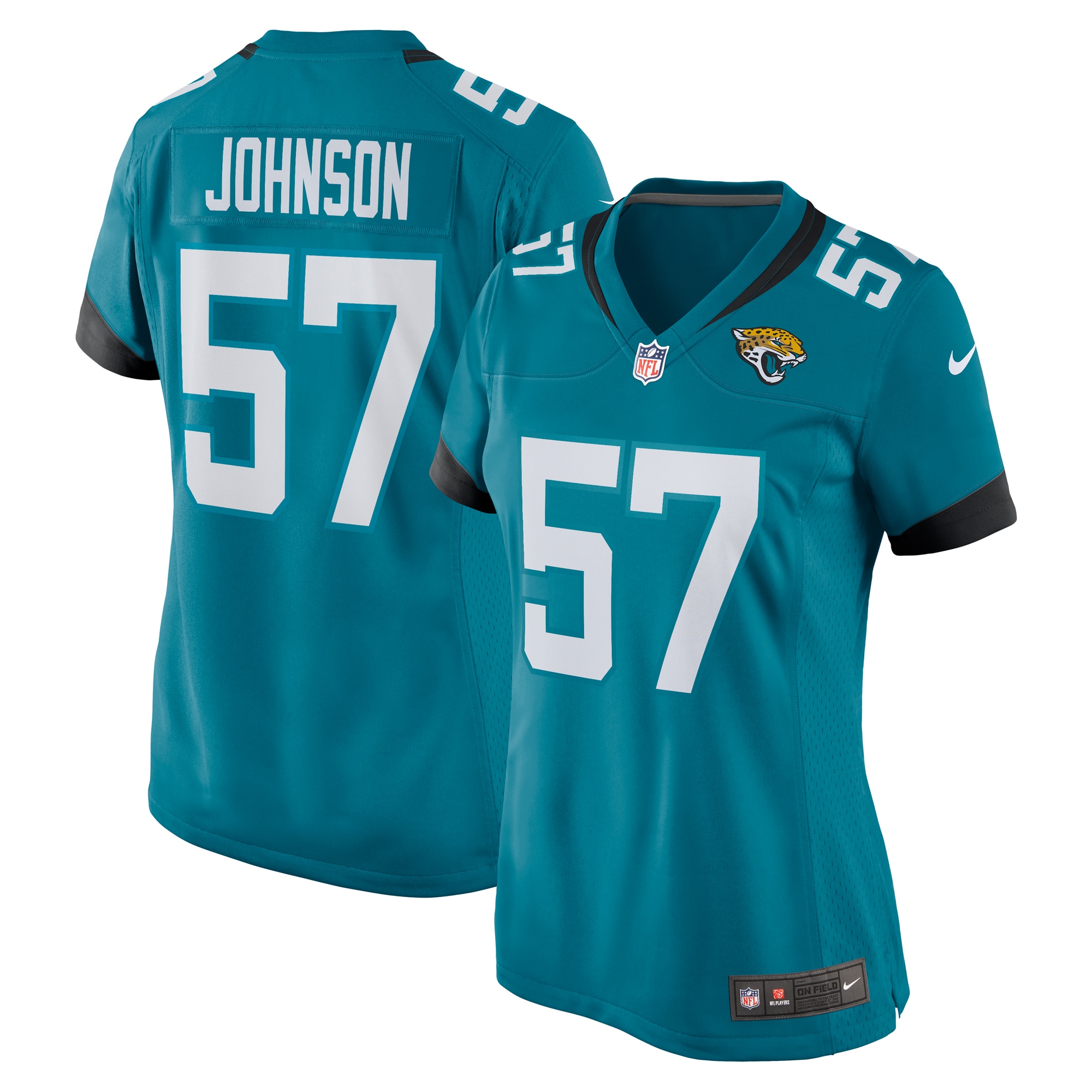Women's Jacksonville Jaguars Caleb Johnson Teal Game Player Jersey Js1639