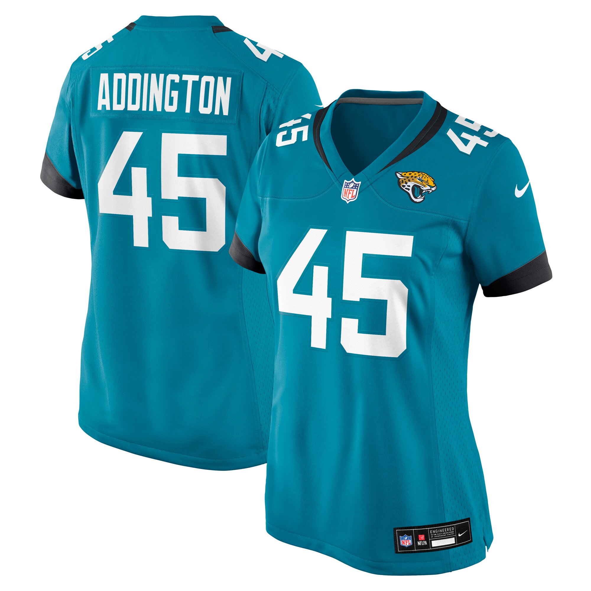 Women's Jacksonville Jaguars Tucker Addington Teal Team Game Jersey Js3530