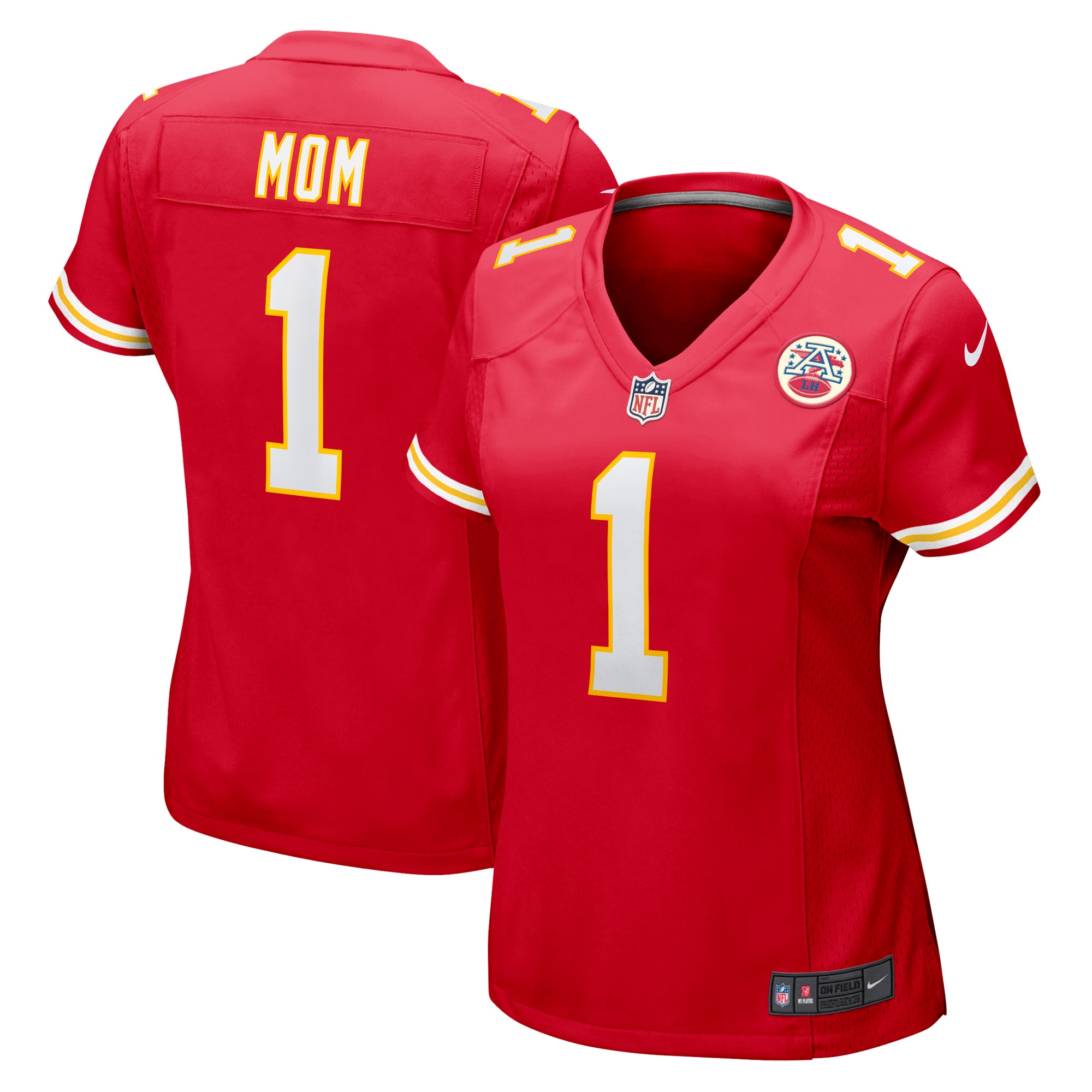 Women's Kansas City Chiefs Number 1 Mom Red Game Jersey Js8158