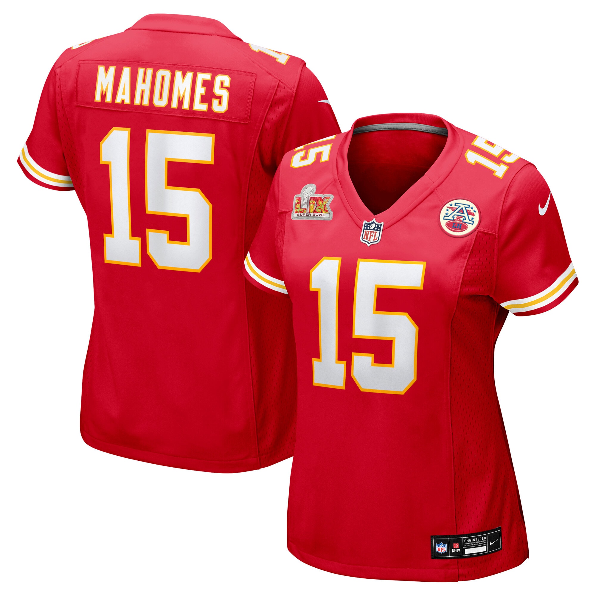 Women's Kansas City Chiefs Patrick Mahomes Red Super Bowl Lix Game Jersey Js7529