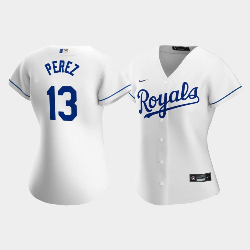 Women's Kansas City Royals Salvador Perez 13 White Home Player Jersey