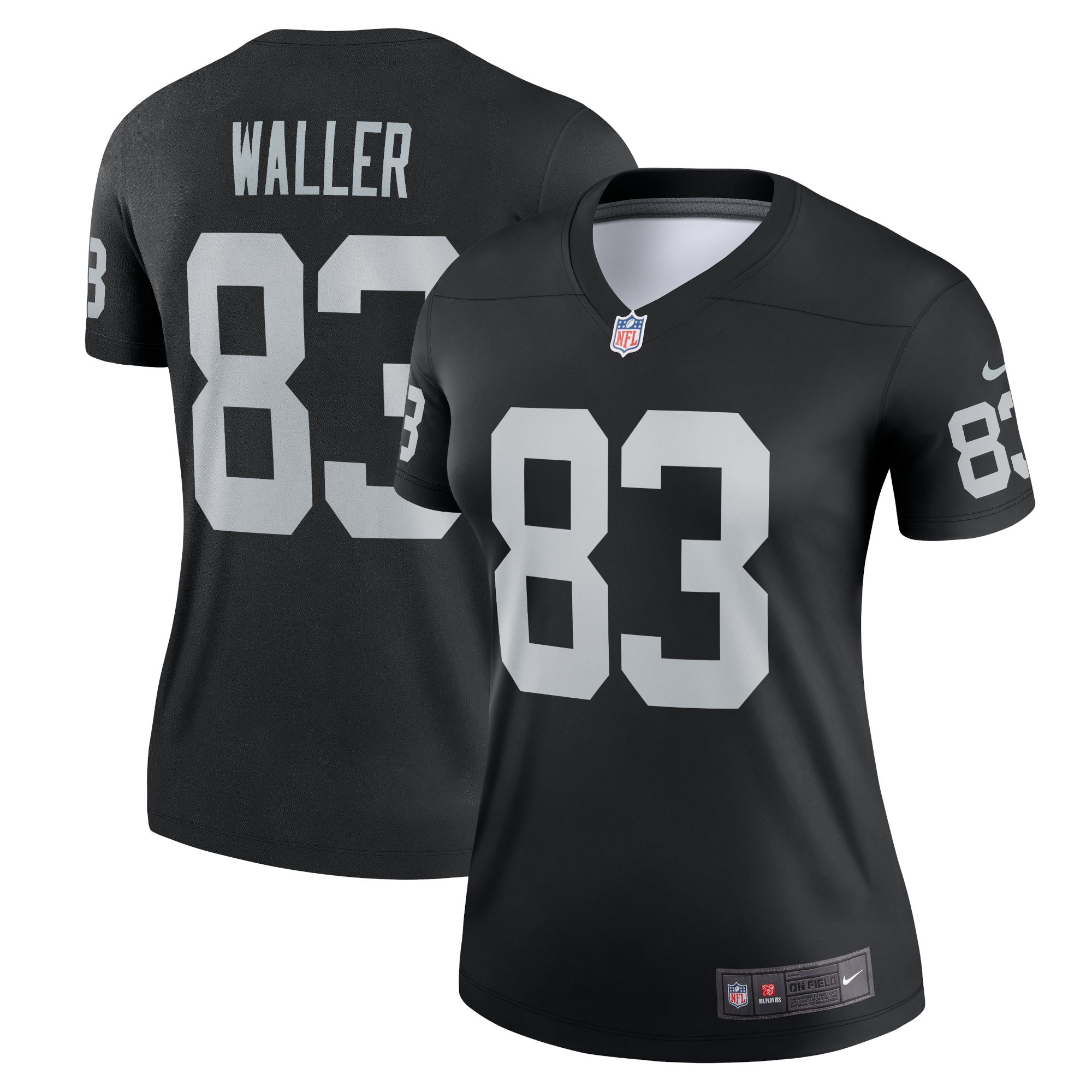 Women's Las Vegas Raiders Darren Waller Black Team Legend Player Performance Top Js6601