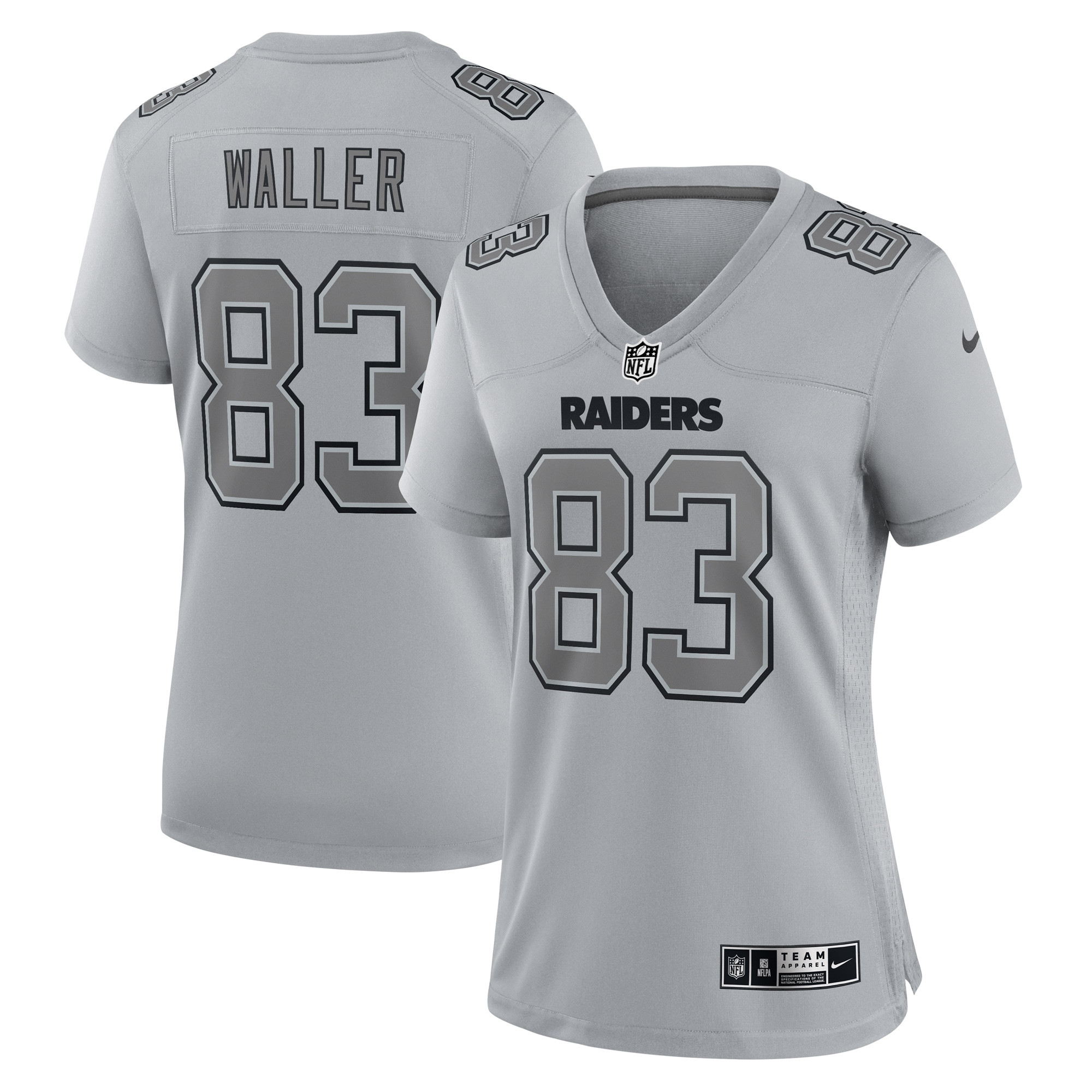 Women's Las Vegas Raiders Darren Waller Gray Atmosphere Fashion Game Jersey Js9948