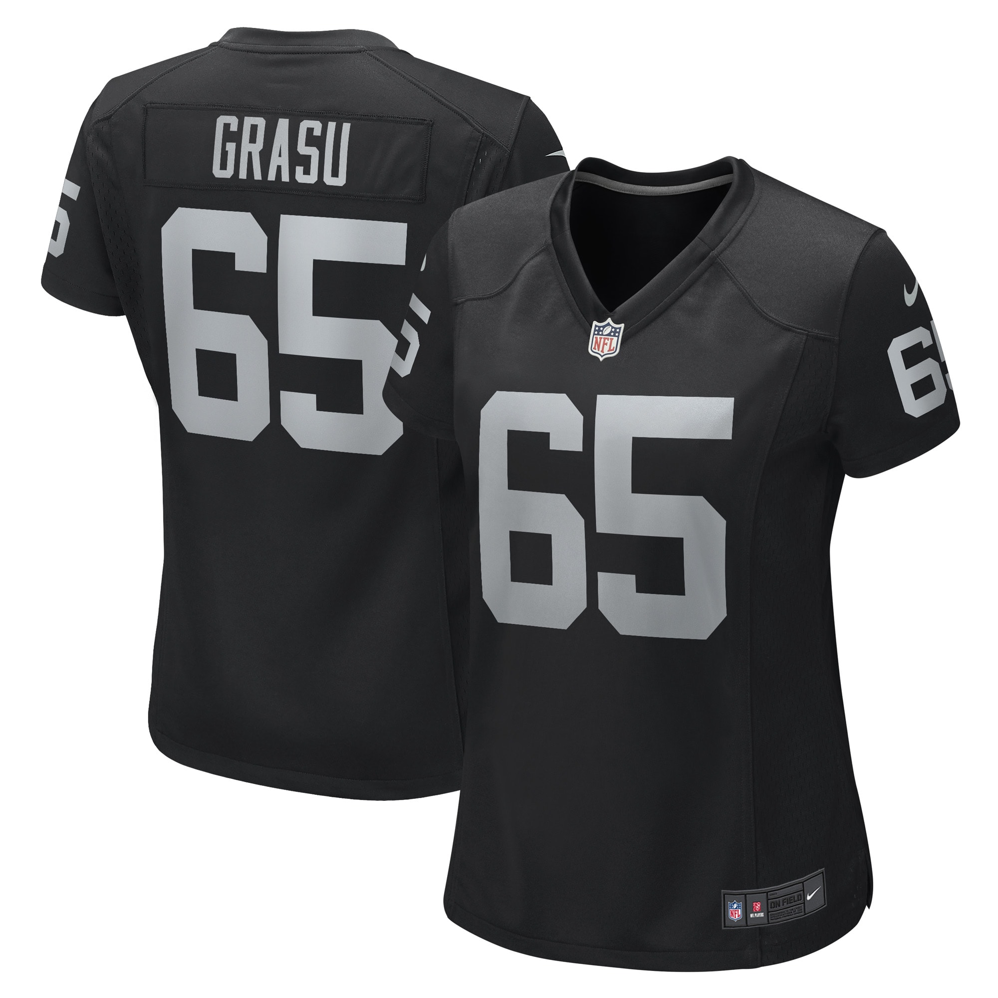 Women's Las Vegas Raiders Hroniss Grasu Black Game Player Jersey Js4931
