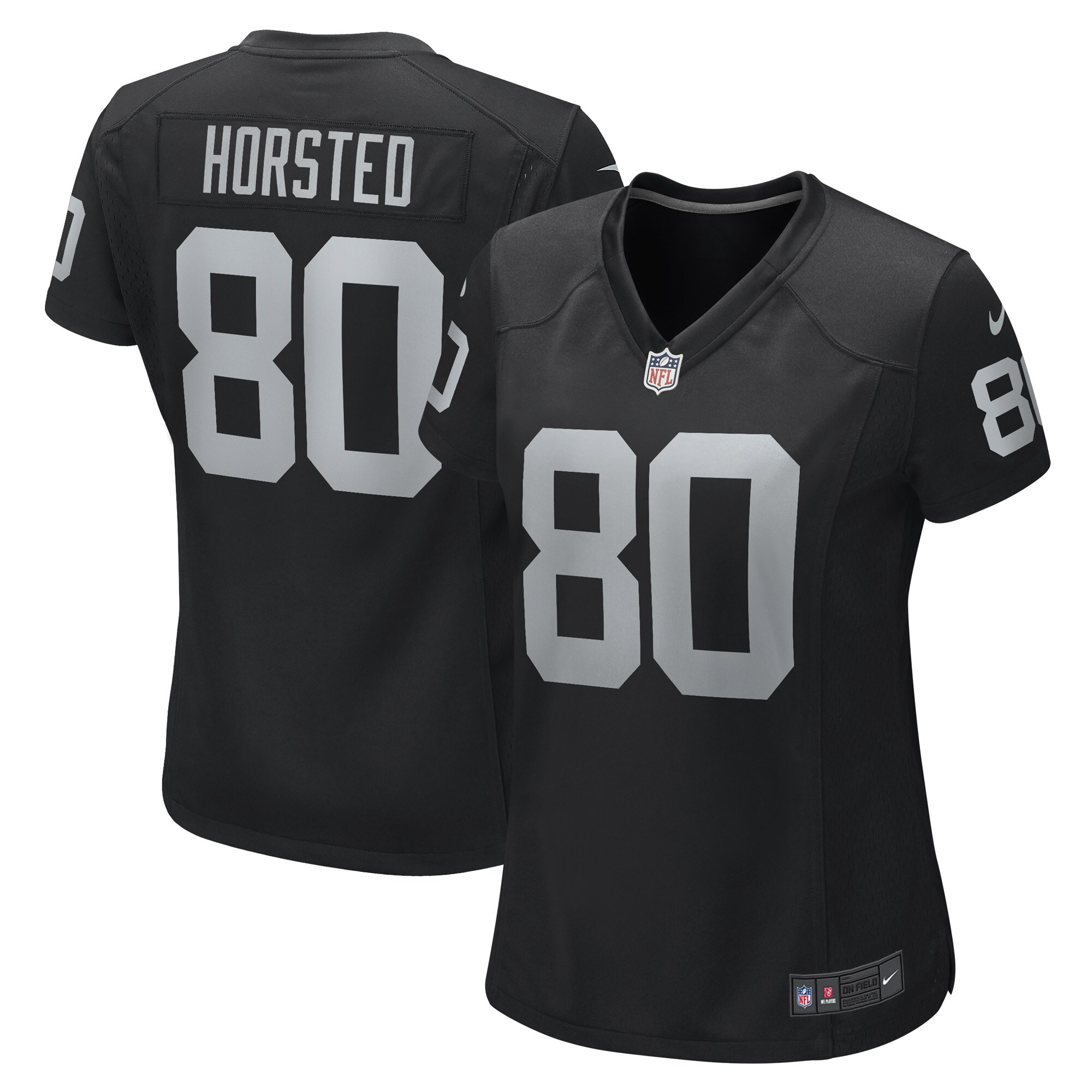 Women's Las Vegas Raiders Jesper Horsted Black Game Player Jersey Js1719