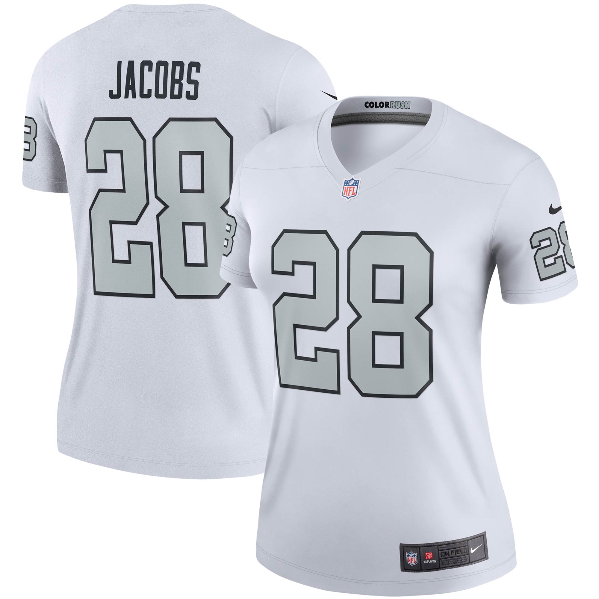 Women's Las Vegas Raiders Josh Jacobs White Alternate Legend Player Performance Top Js3852