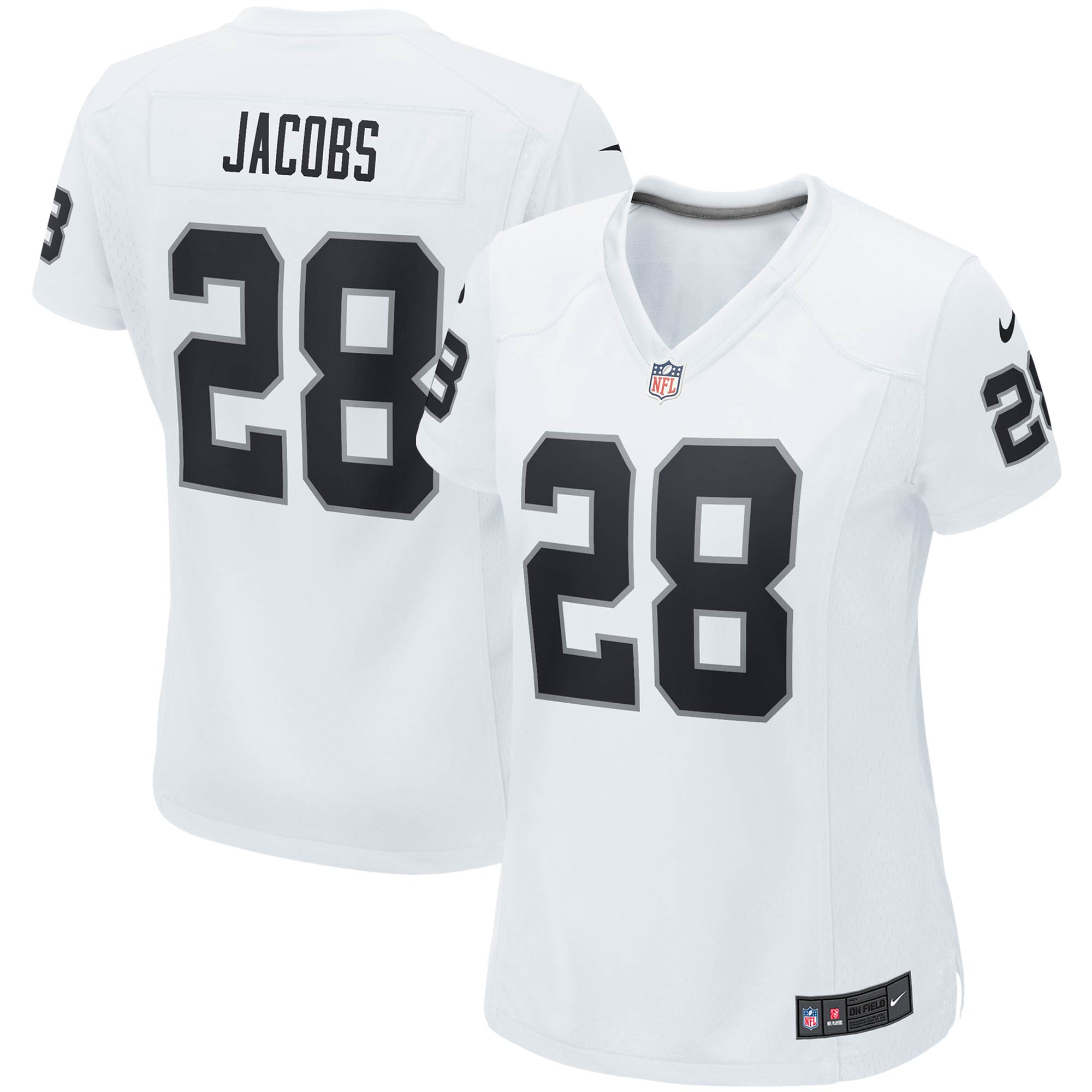 Women's Las Vegas Raiders Josh Jacobs White Player Game Team Jersey Js7199