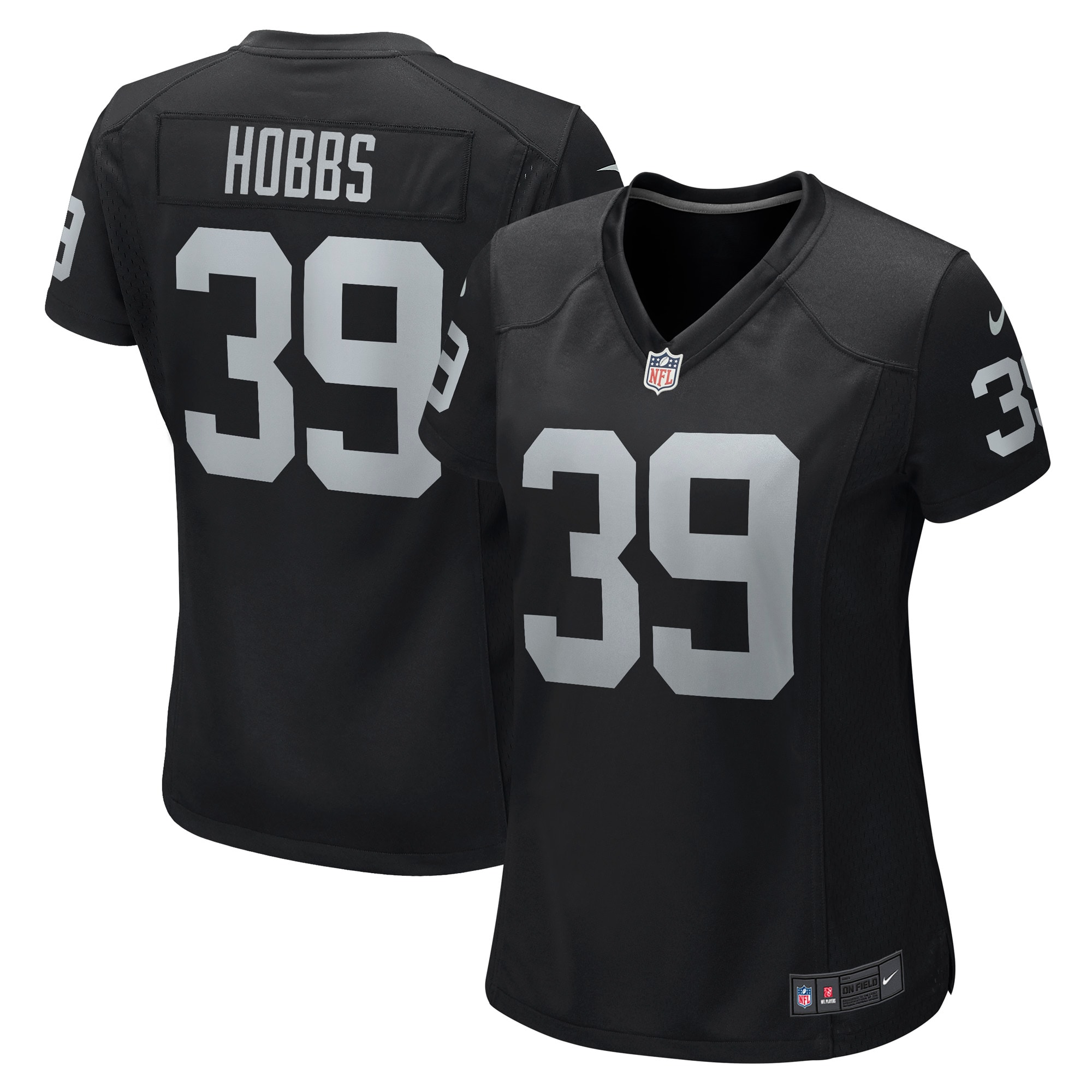 Women's Las Vegas Raiders Nate Hobbs Black Game Jersey Js8263