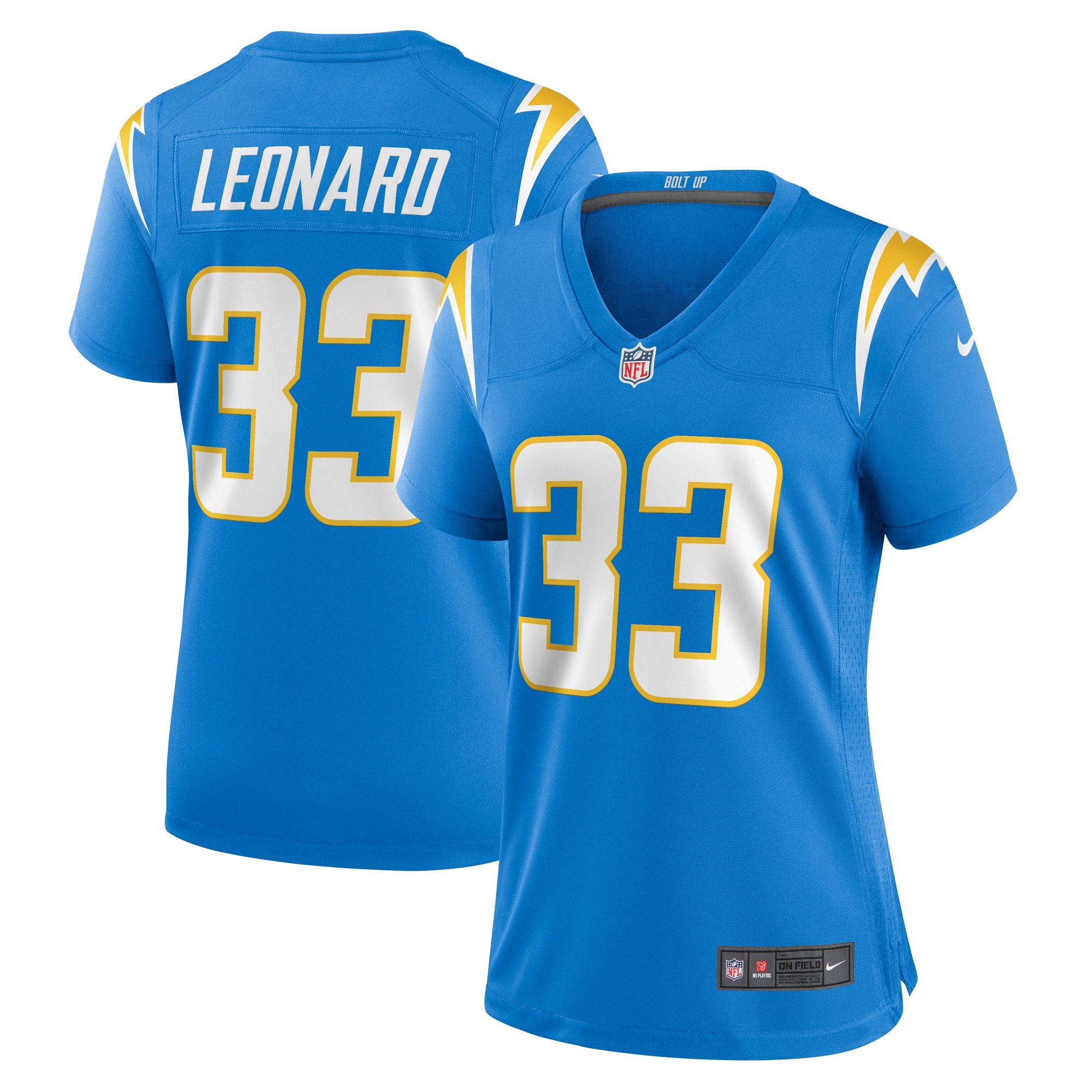 Women's Los Angeles Chargers Deane Leonard Powder Blue Game Player Jersey Js8888