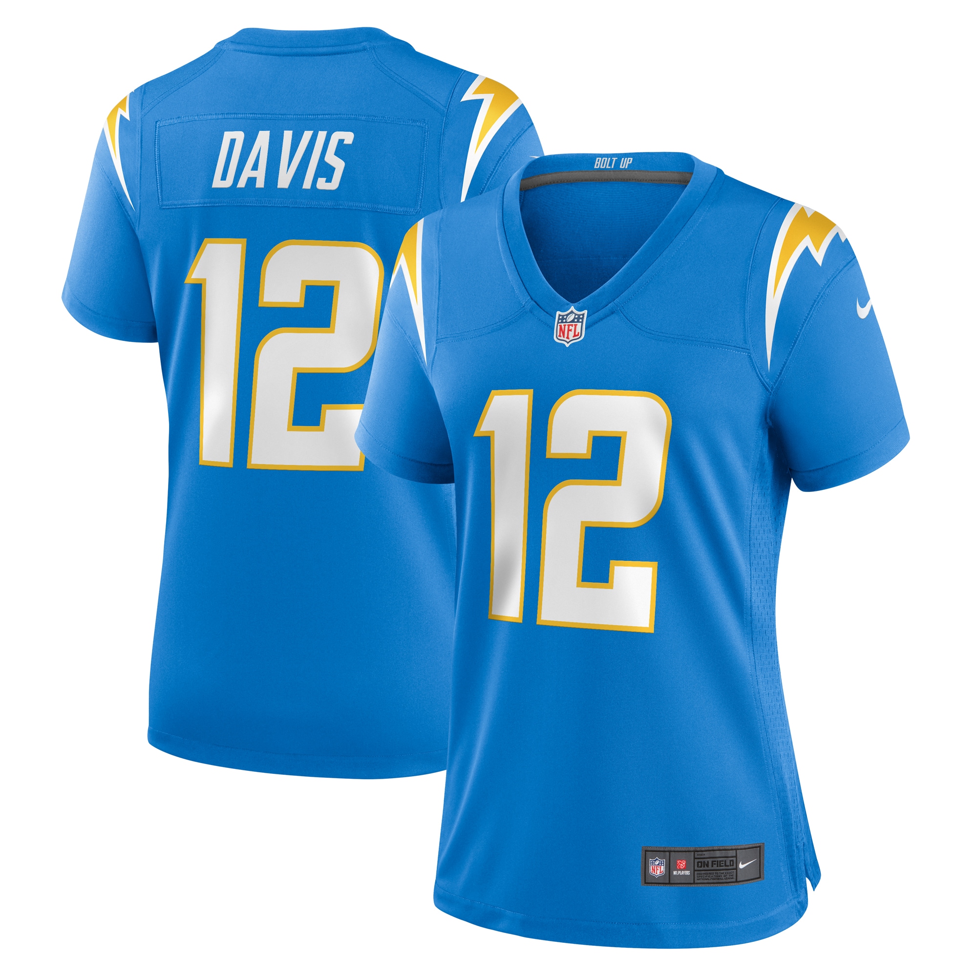 Women's Los Angeles Chargers Derius Davis Powder Blue Team Game Jersey Js8795