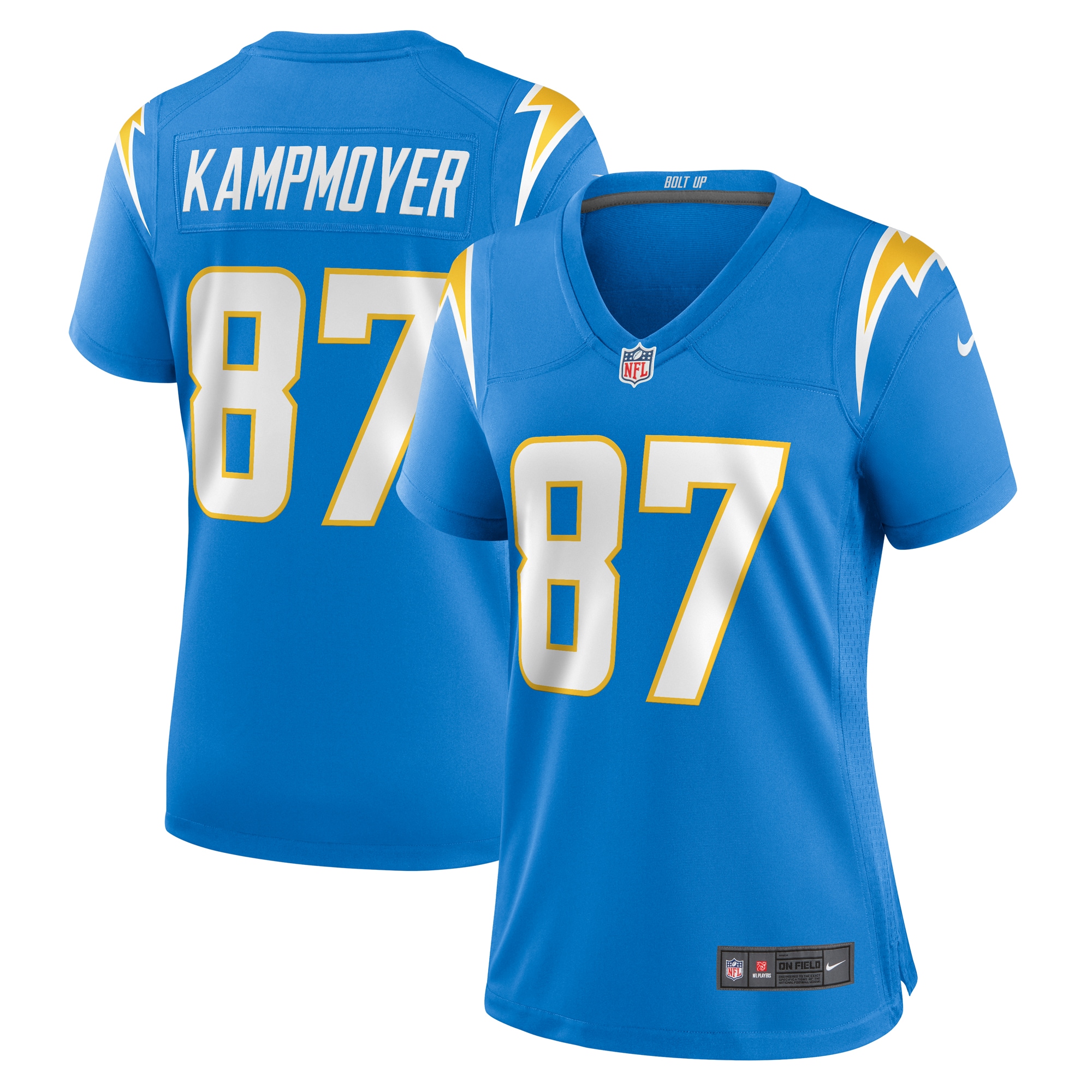 Women's Los Angeles Chargers Hunter Kampmoyer Powder Blue Game Player Jersey Js7673