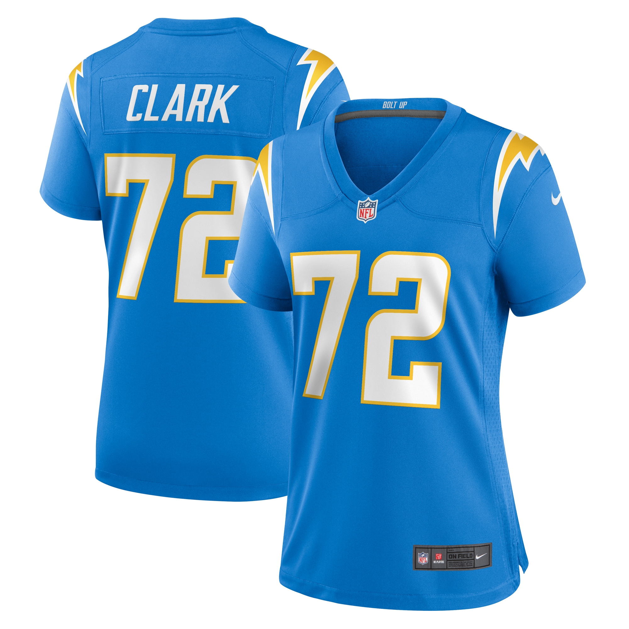 Women's Los Angeles Chargers Jerrod Clark Powder Blue Team Game Jersey Js9848