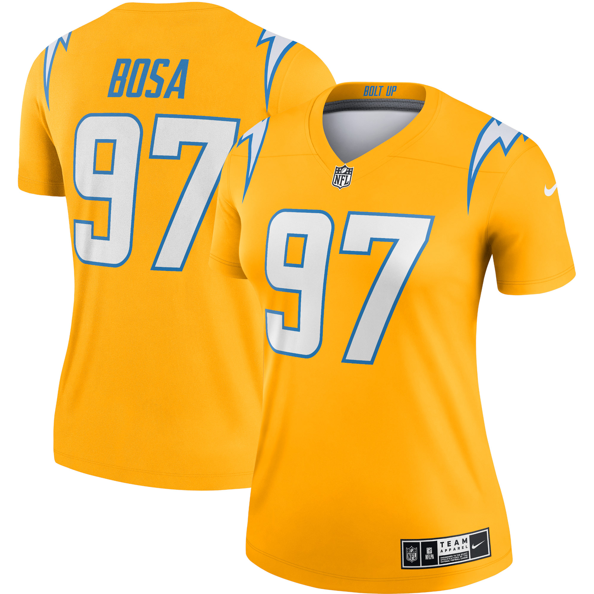 Women's Los Angeles Chargers Joey Bosa Gold Inverted Legend Player Performance Top Js2361
