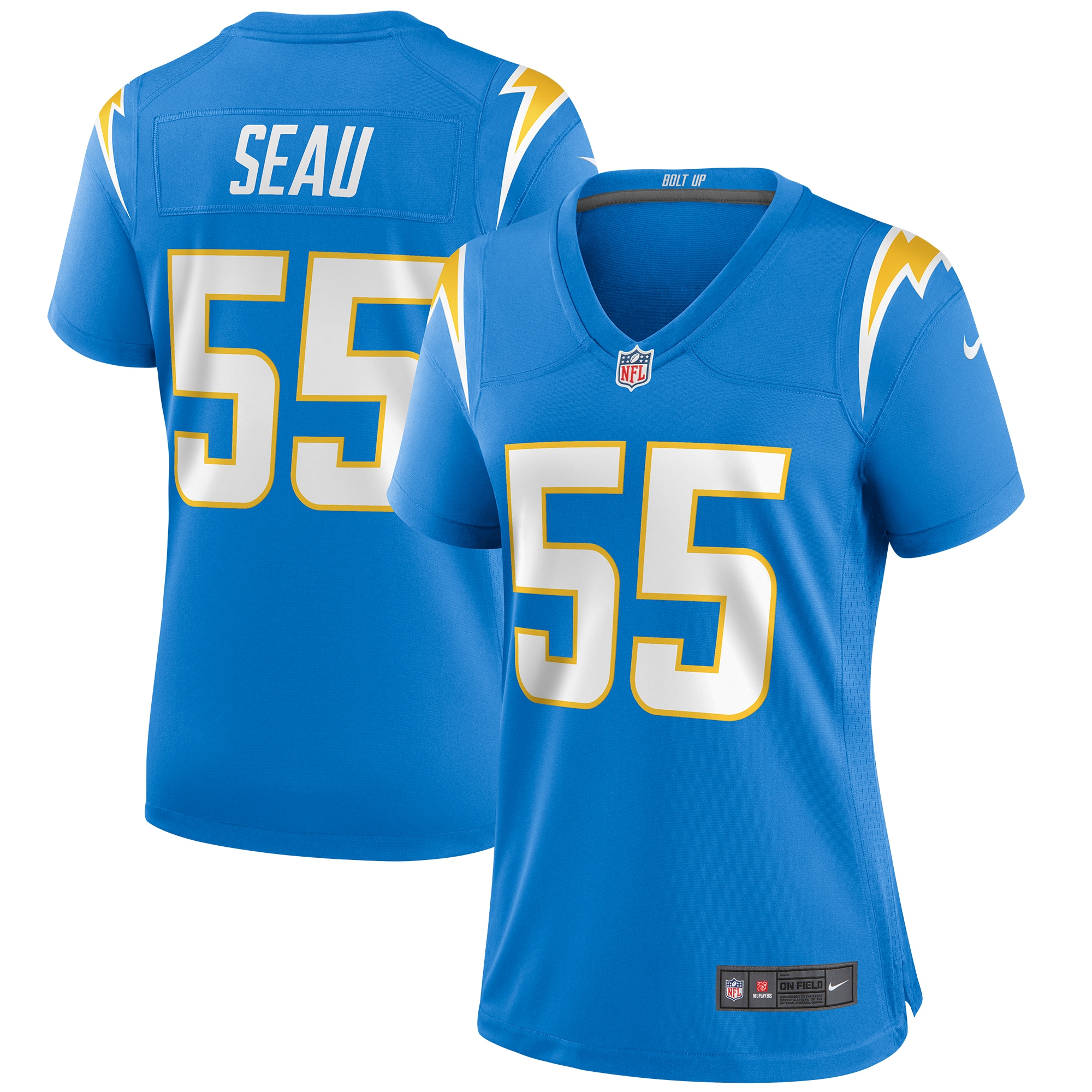 Women's Los Angeles Chargers Junior Seau Powder Blue Game Retired Player Jersey Js3630