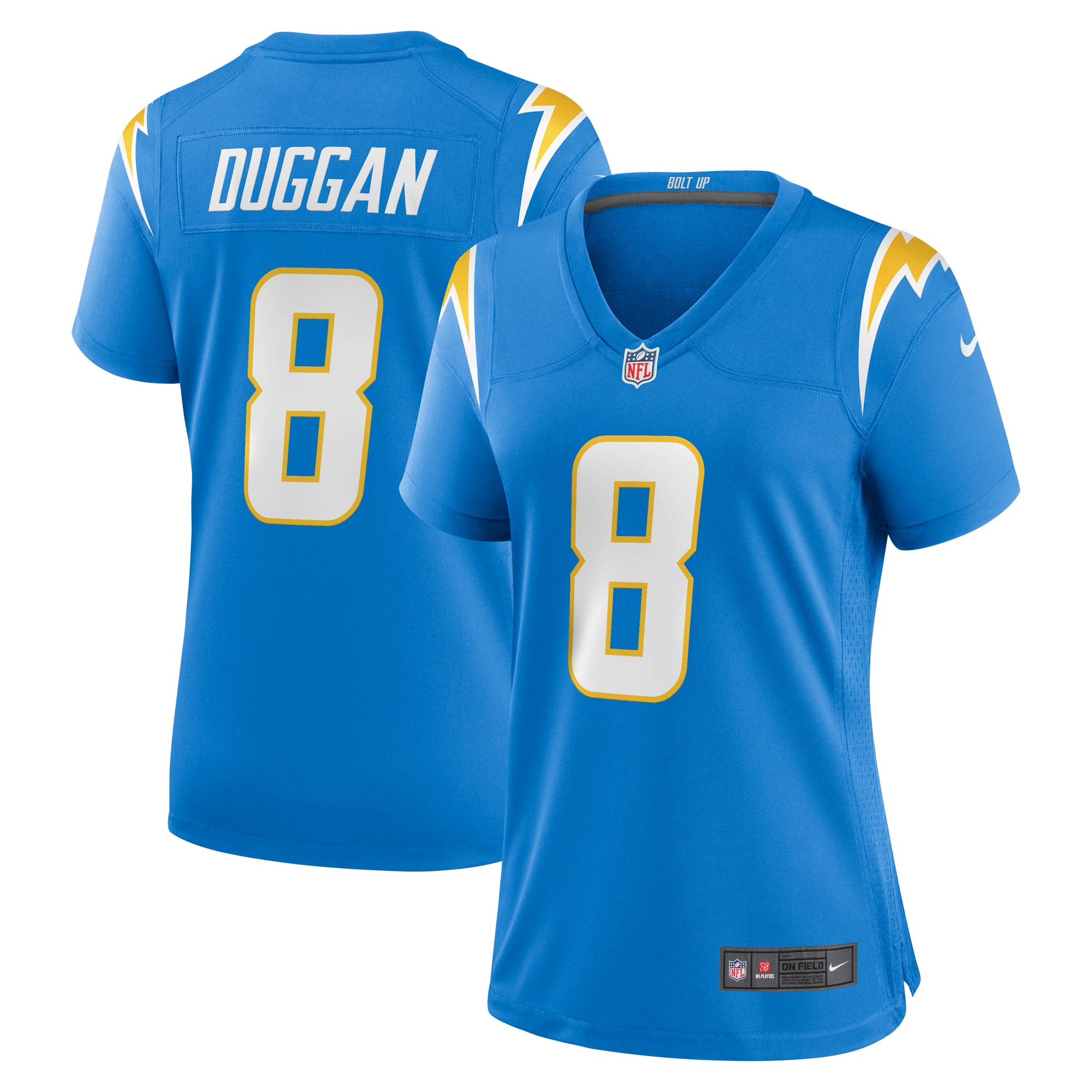 Women's Los Angeles Chargers Max Duggan Powder Blue Team Game Jersey Js6209