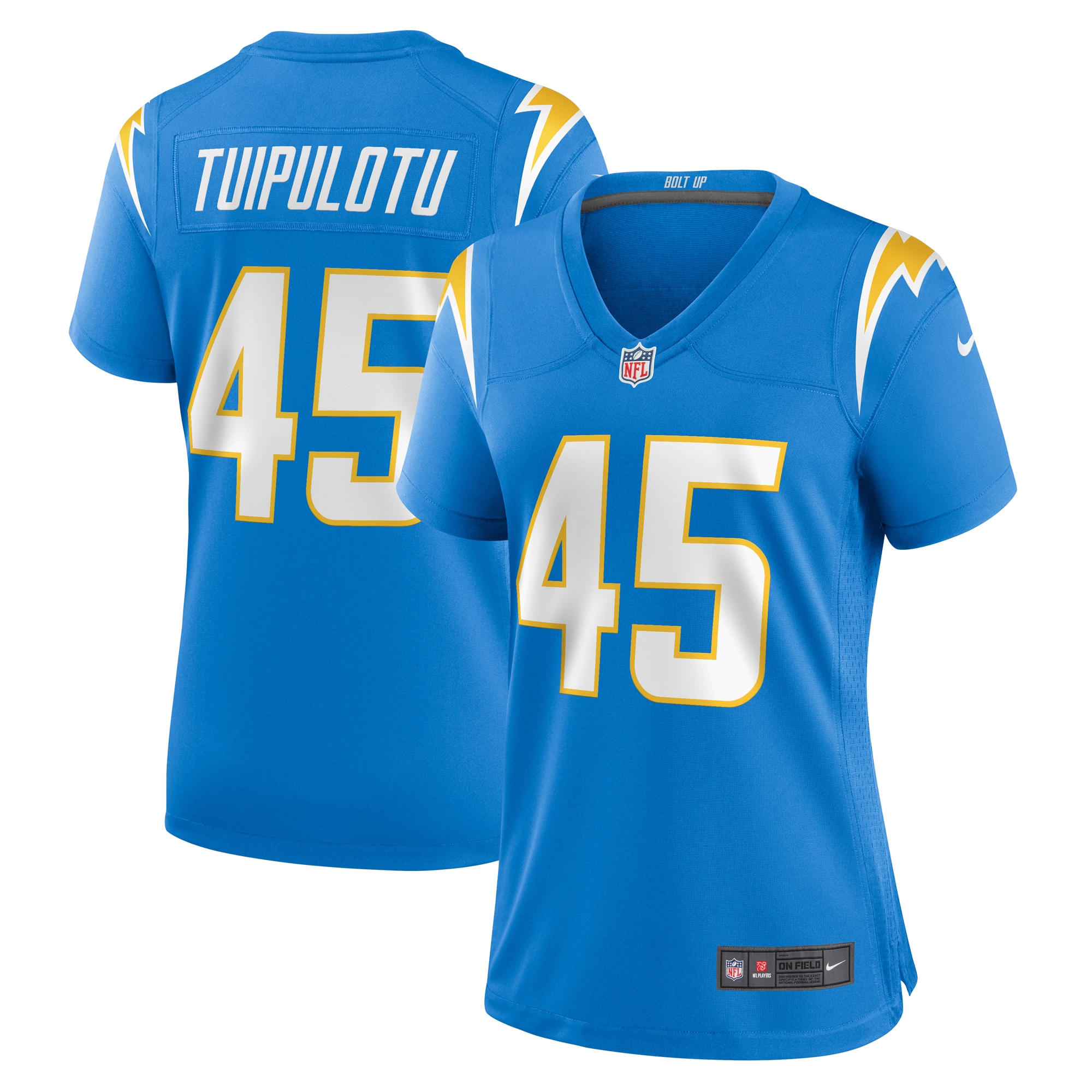 Women's Los Angeles Chargers Tuli Tuipulotu Powder Blue Team Game Jersey Js6876