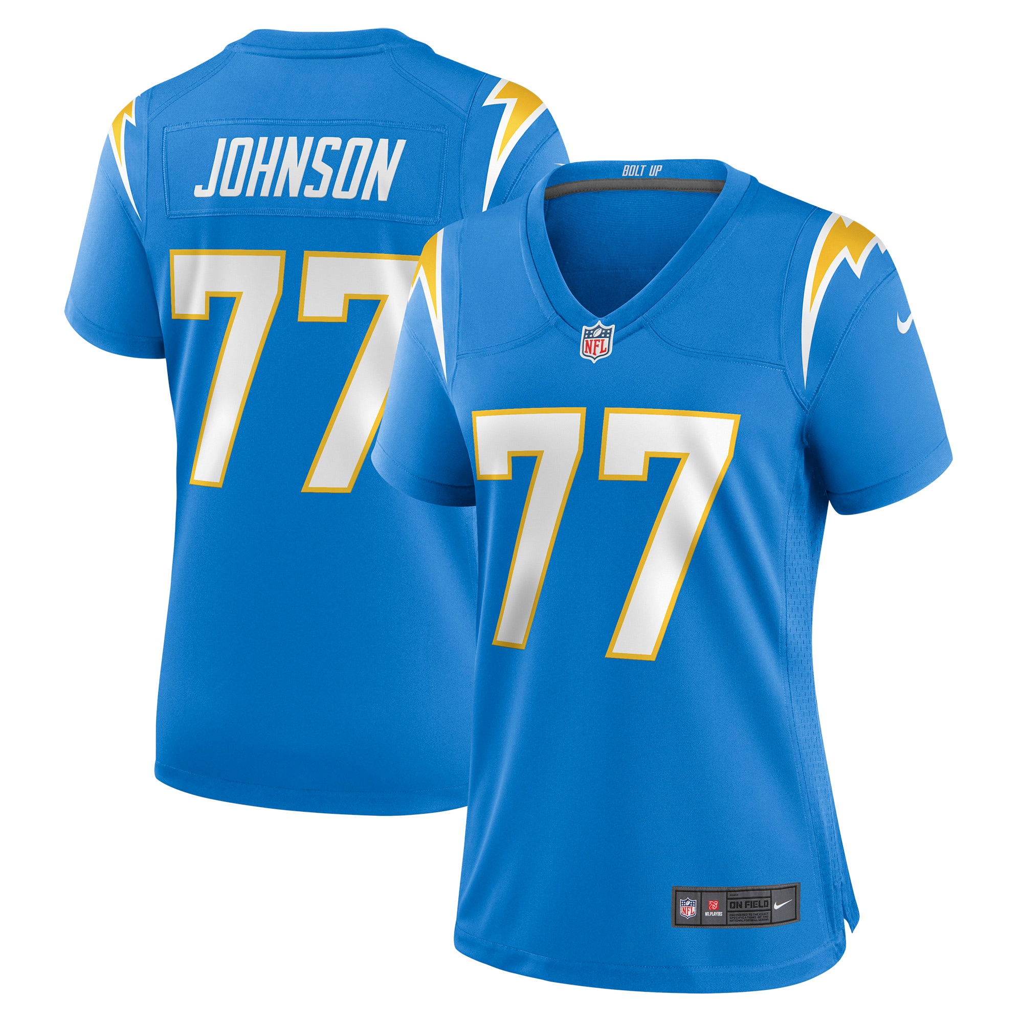 Women's Los Angeles Chargers Zion Johnson Powder Blue Player Game Jersey Js4183