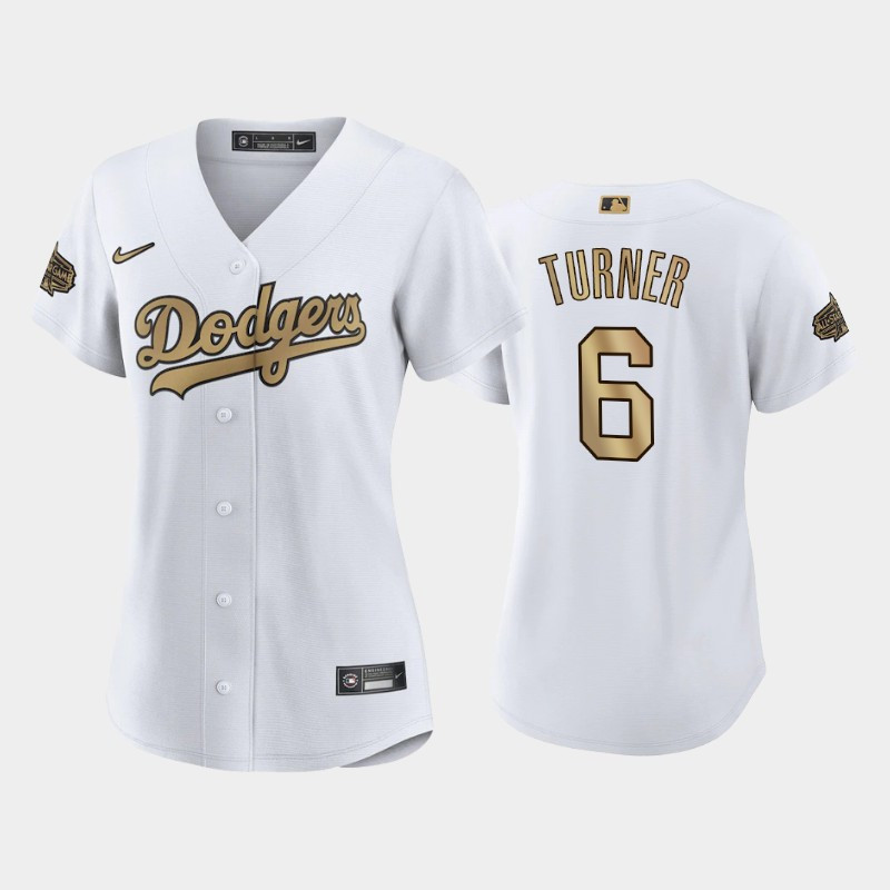 Women's Los Angeles Dodgers White 6 Trea Turner Jersey