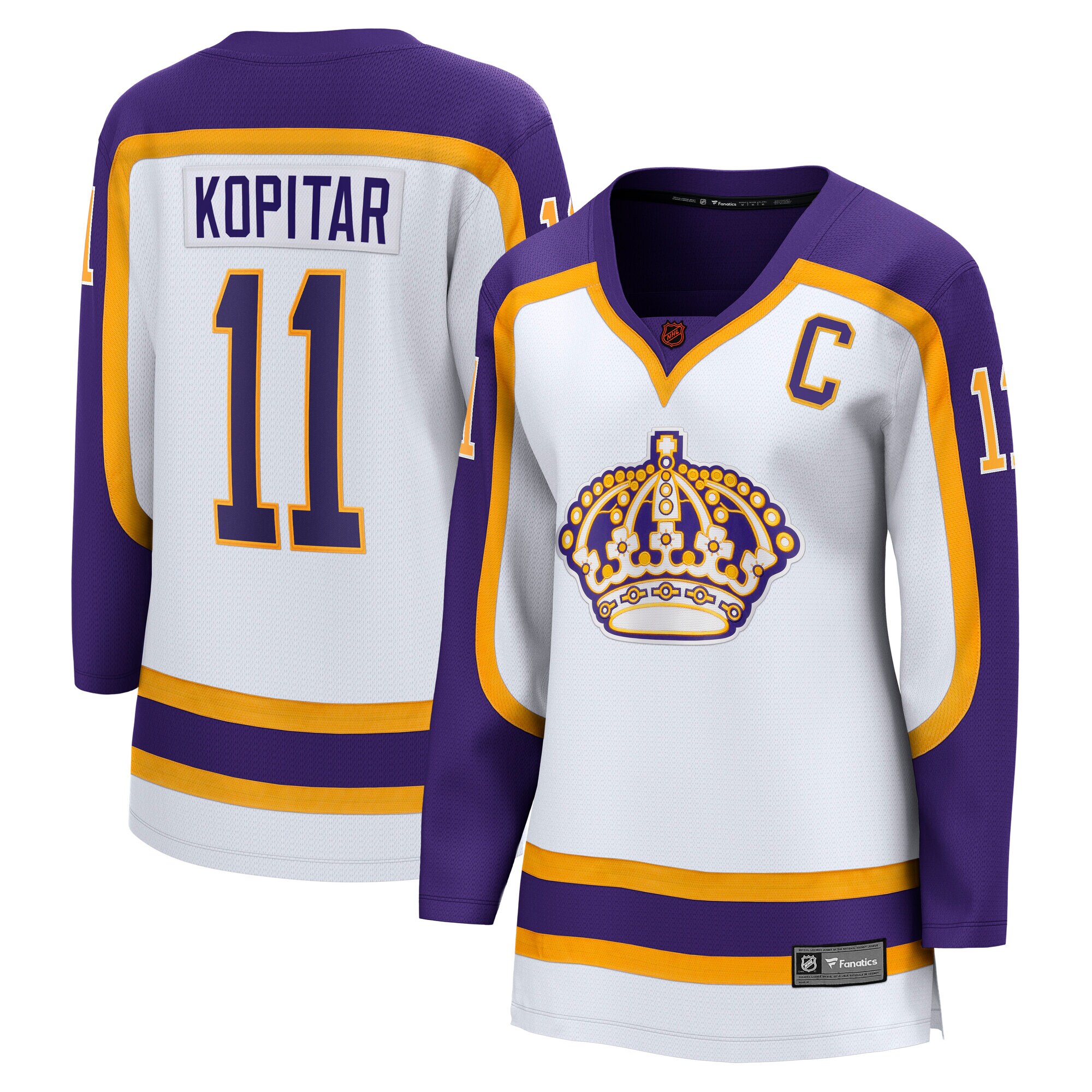 Women's Los Angeles Kings Anze Kopitar White Special Edition 2.0 Breakaway Captain's Patch Jersey