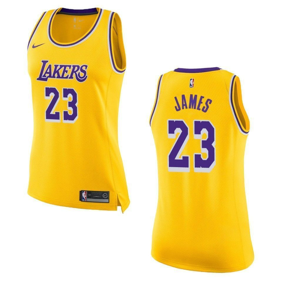 Women's Los Angeles Lakers 23 Lebron James Icon Swingman Jersey - Gold