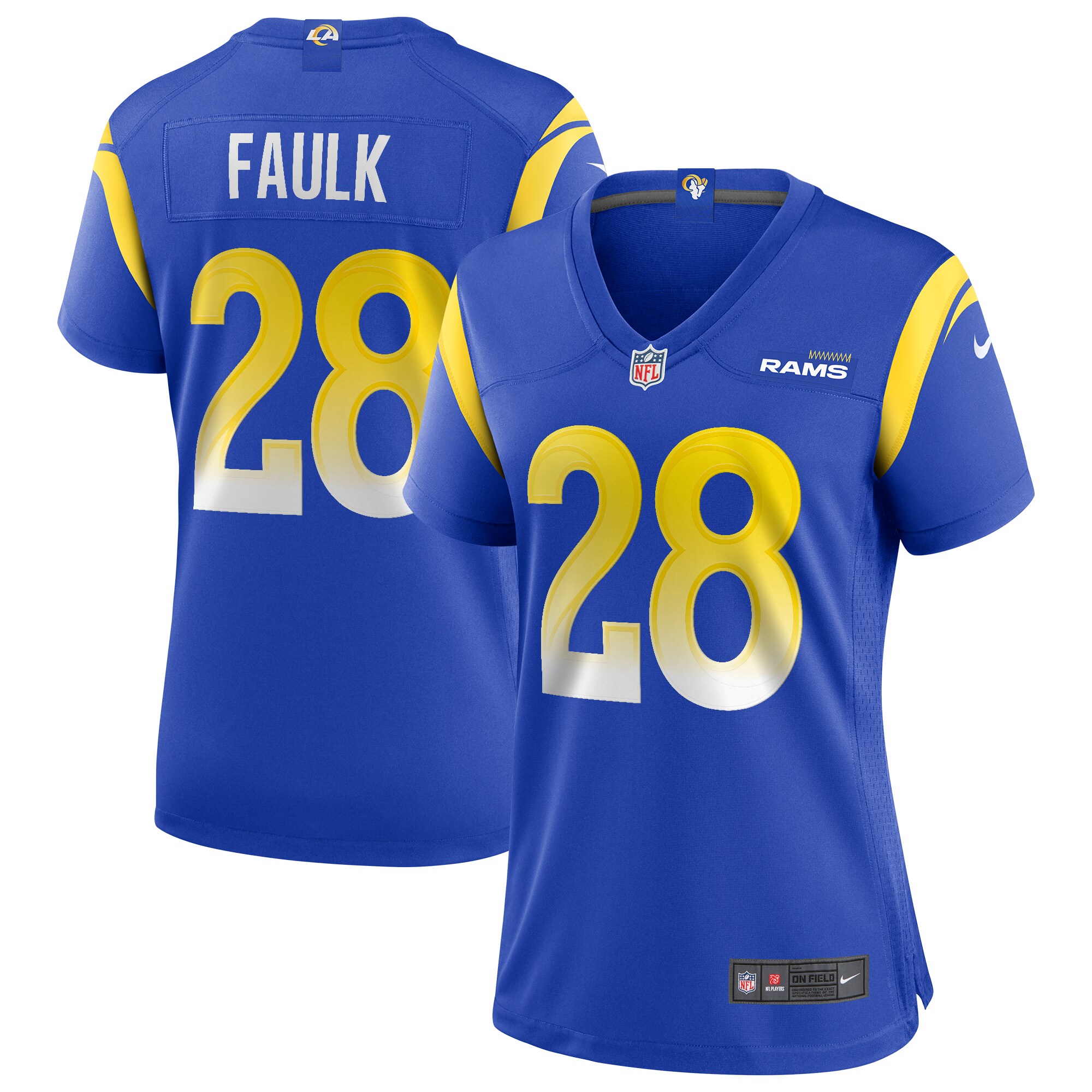 Women's Los Angeles Rams Marshall Faulk Royal Game Retired Player Jersey Js5867