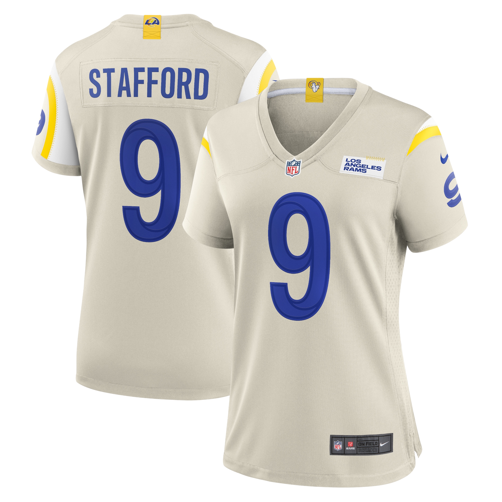 Women's Los Angeles Rams Matthew Stafford Bone Player Game Jersey Js2946