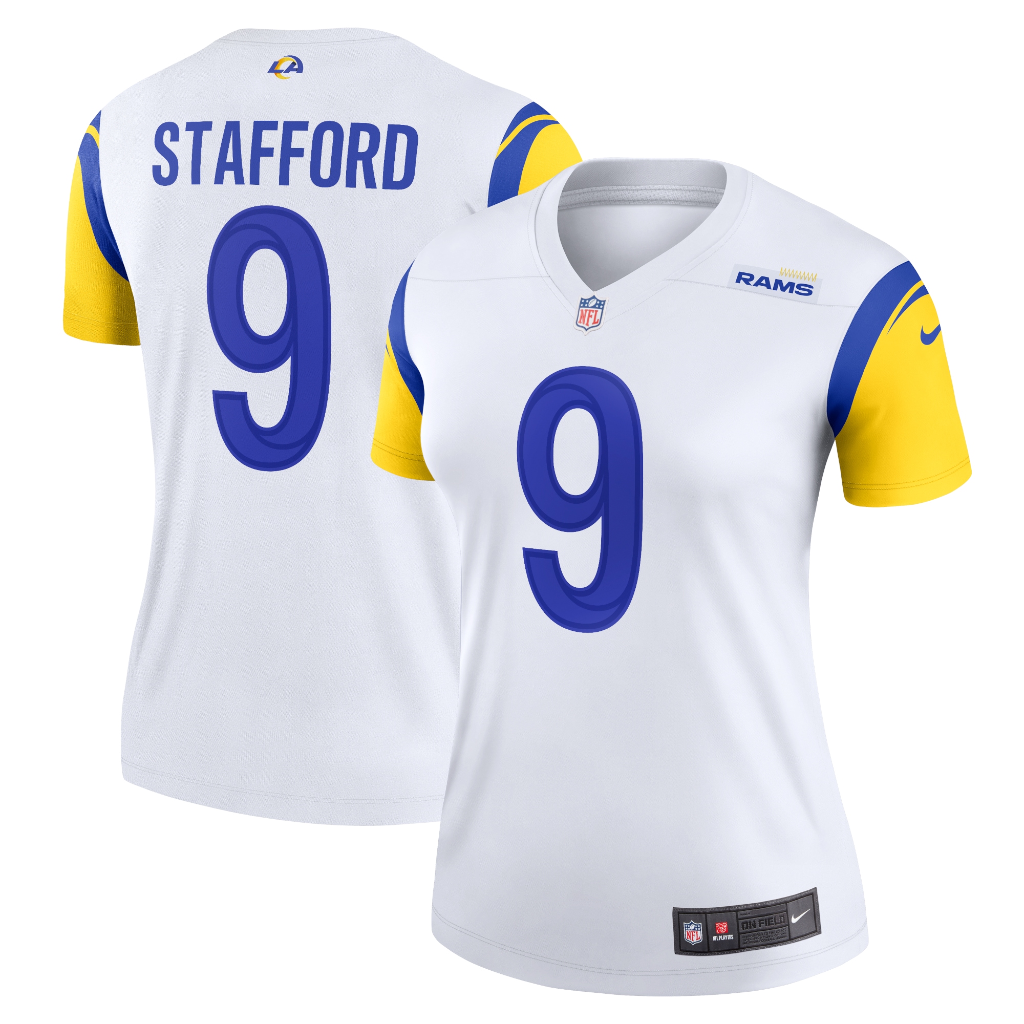 Women's Los Angeles Rams Matthew Stafford White Alternate Legend Player Performance Top Js2713