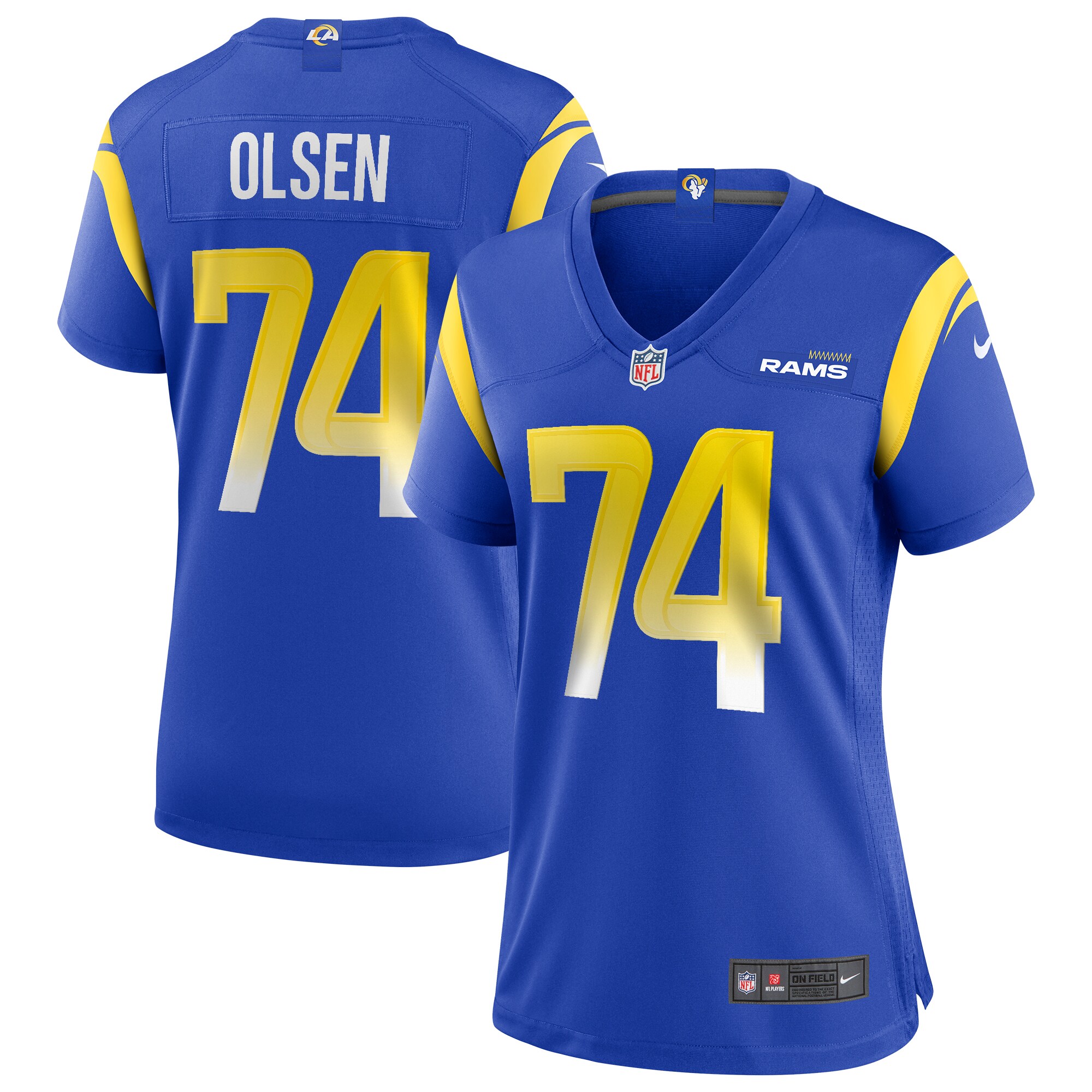 Women's Los Angeles Rams Merlin Olsen Royal Game Retired Player Jersey Js1391