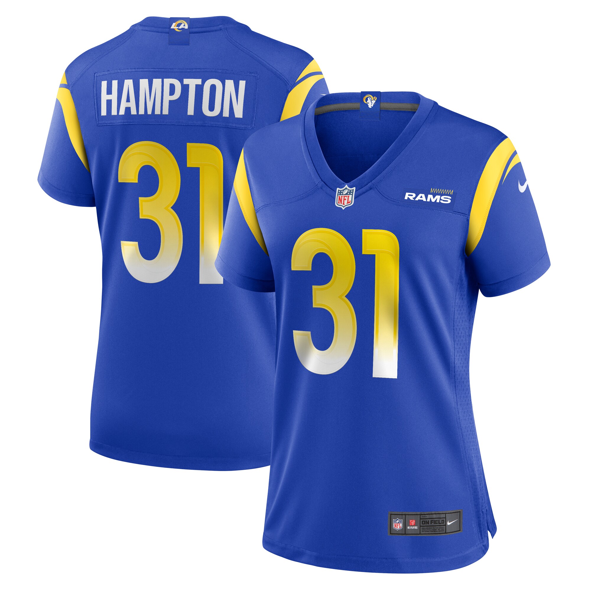 Women's Los Angeles Rams Nick Hampton Royal Home Game Jersey Js4768