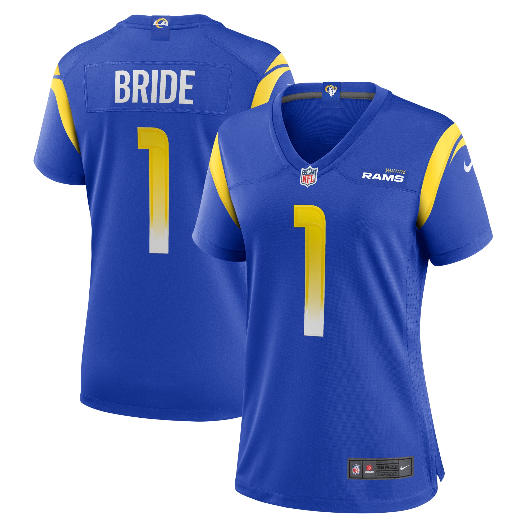 Women's Los Angeles Rams Number 1 Bride Royal Game Jersey Js3429