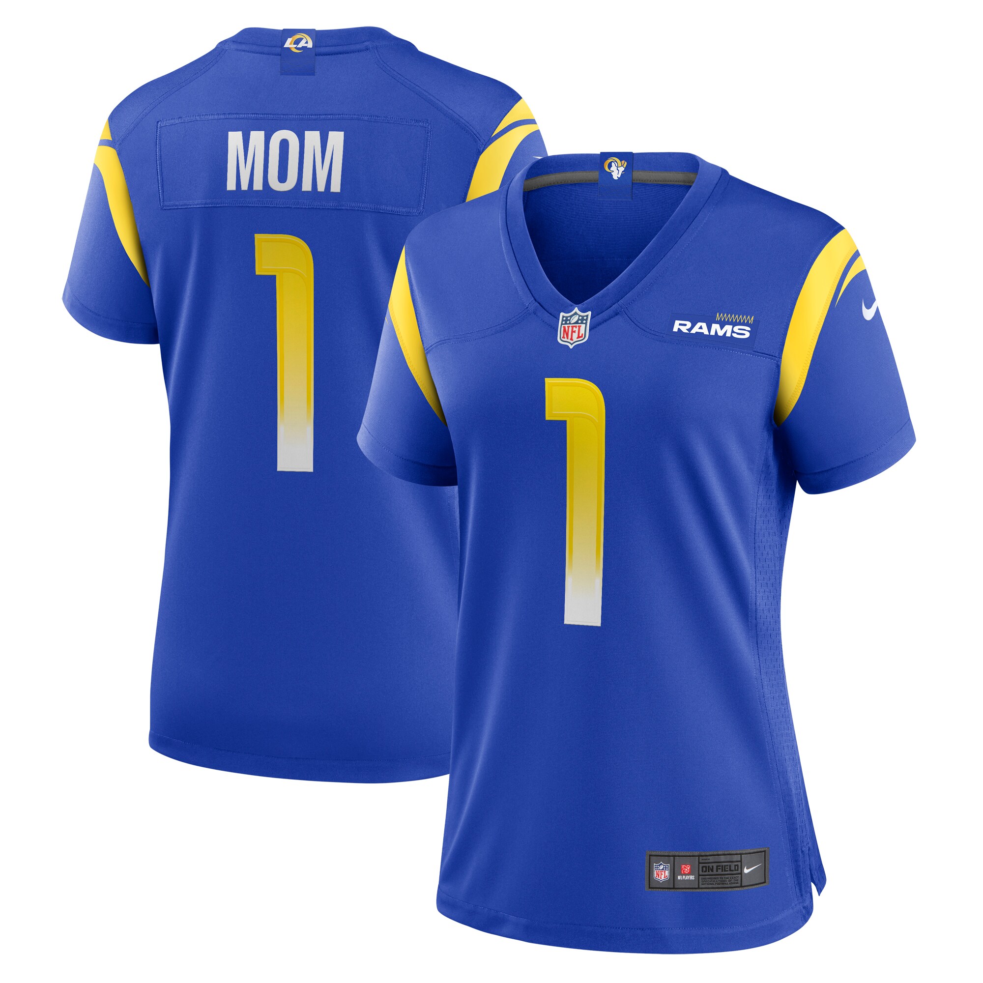 Women's Los Angeles Rams Number 1 Mom Royal Game Jersey Js5293