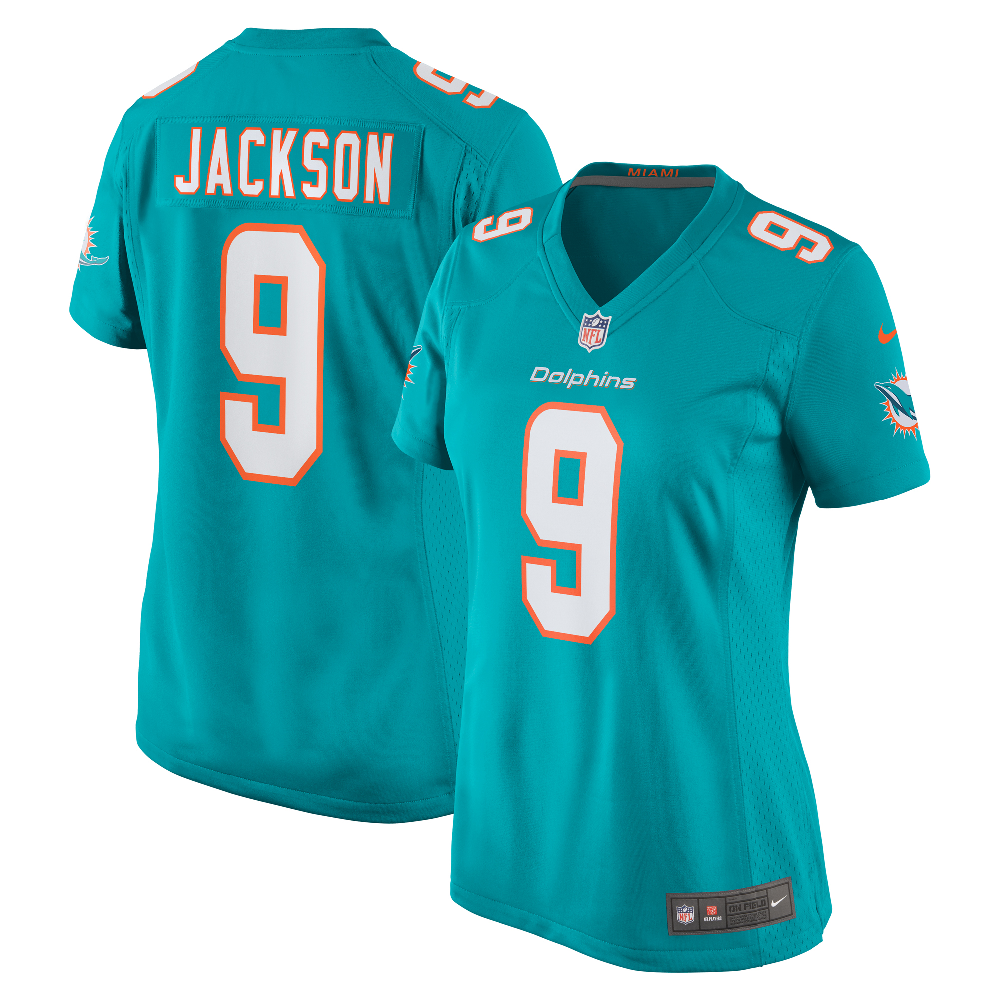 Women's Miami Dolphins Calvin Jackson Aqua Home Game Player Jersey Js8976