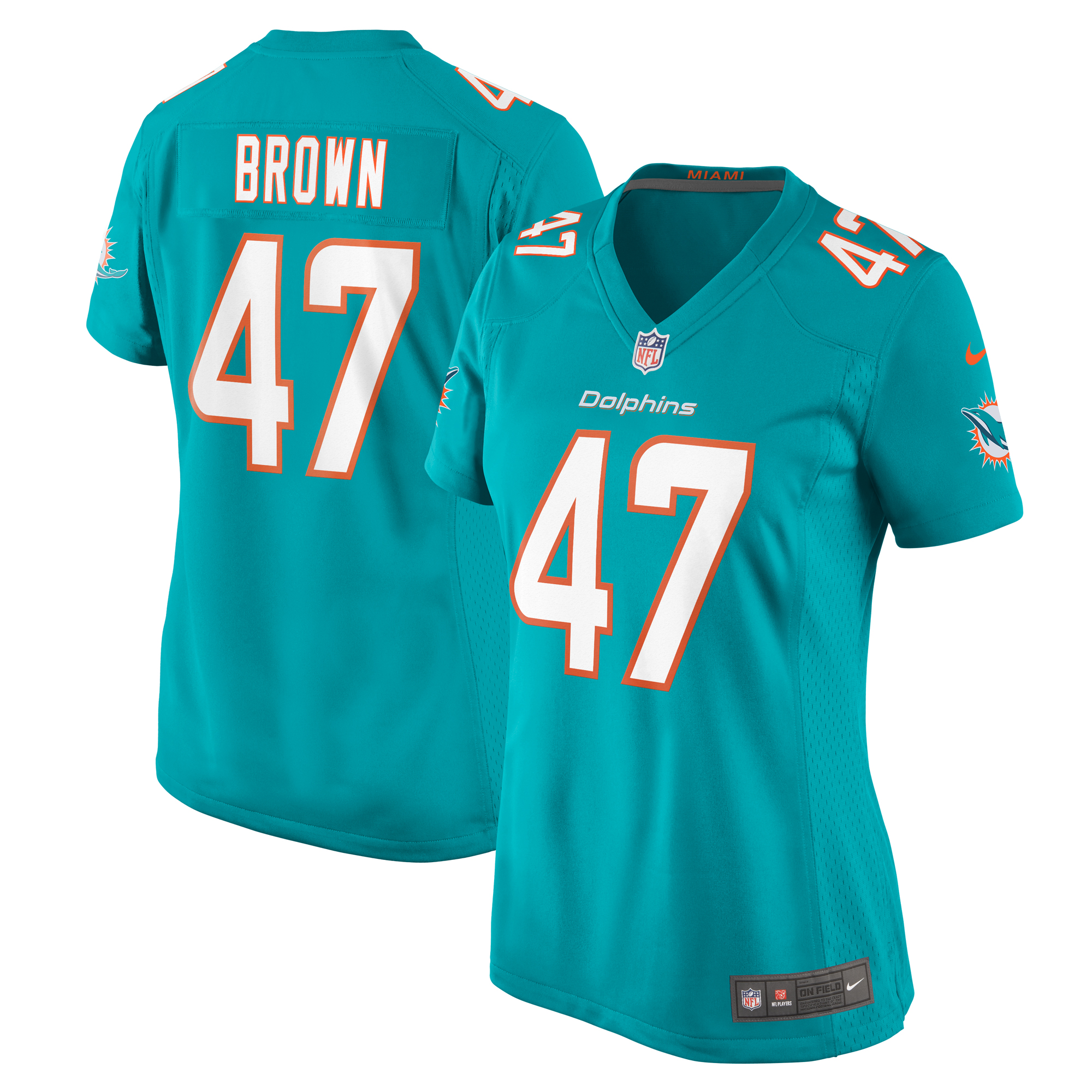 Women's Miami Dolphins Cam Brown Aqua Game Jersey Js8507