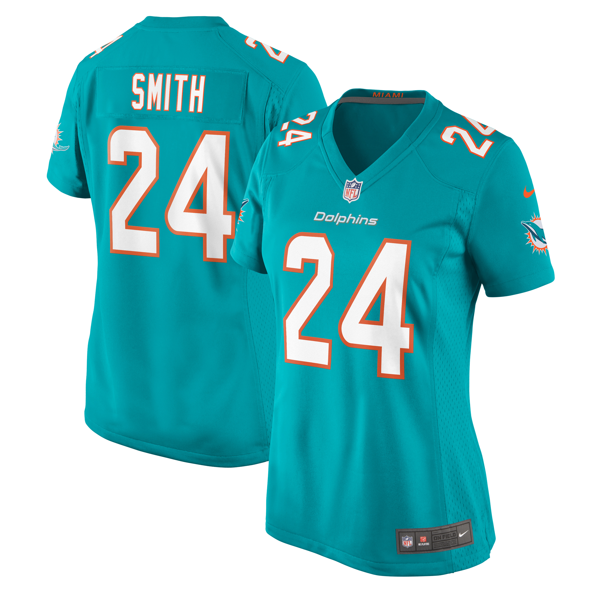Women's Miami Dolphins Cam Smith Aqua Game Jersey Js3084