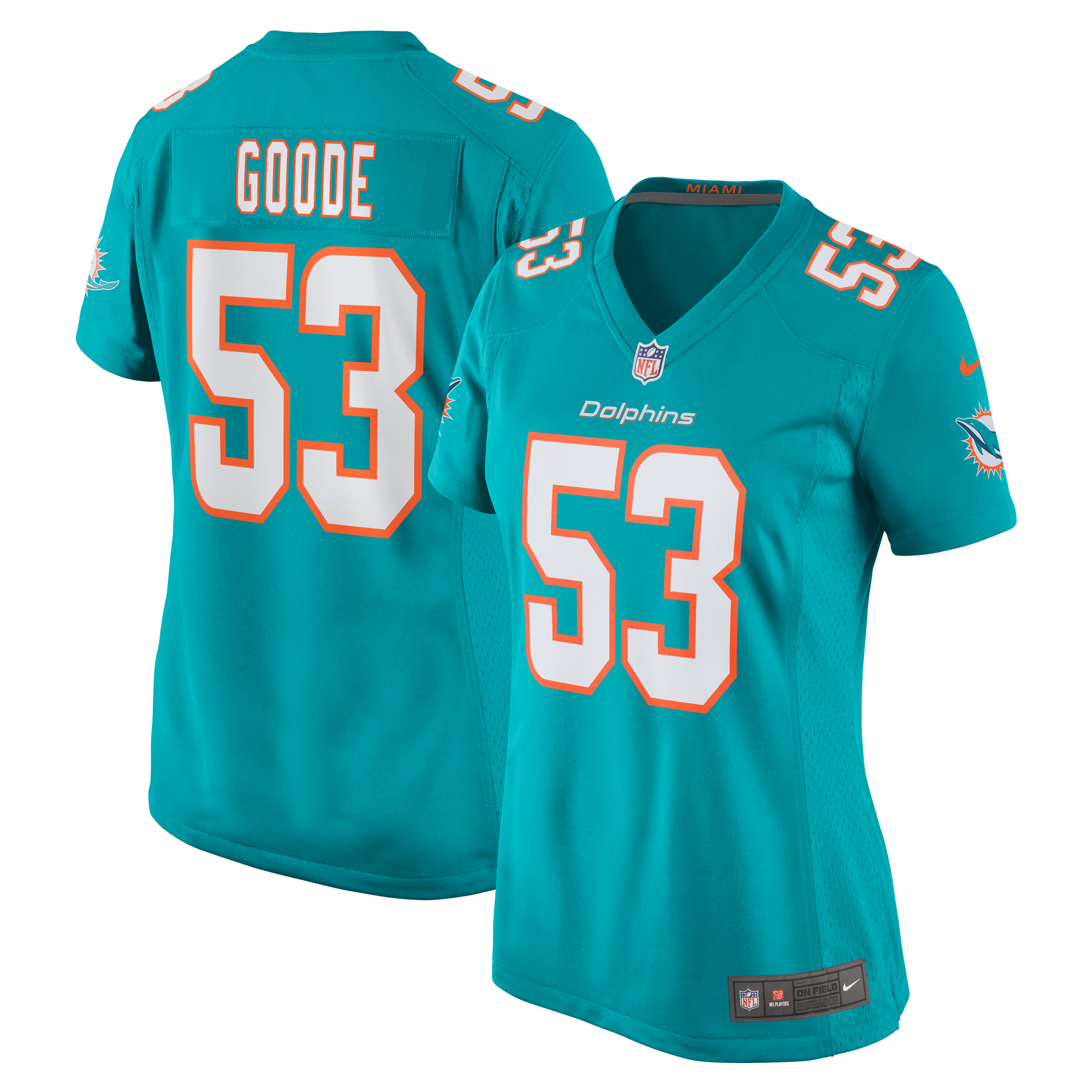 Women's Miami Dolphins Cameron Goode Aqua Game Player Jersey Js8716