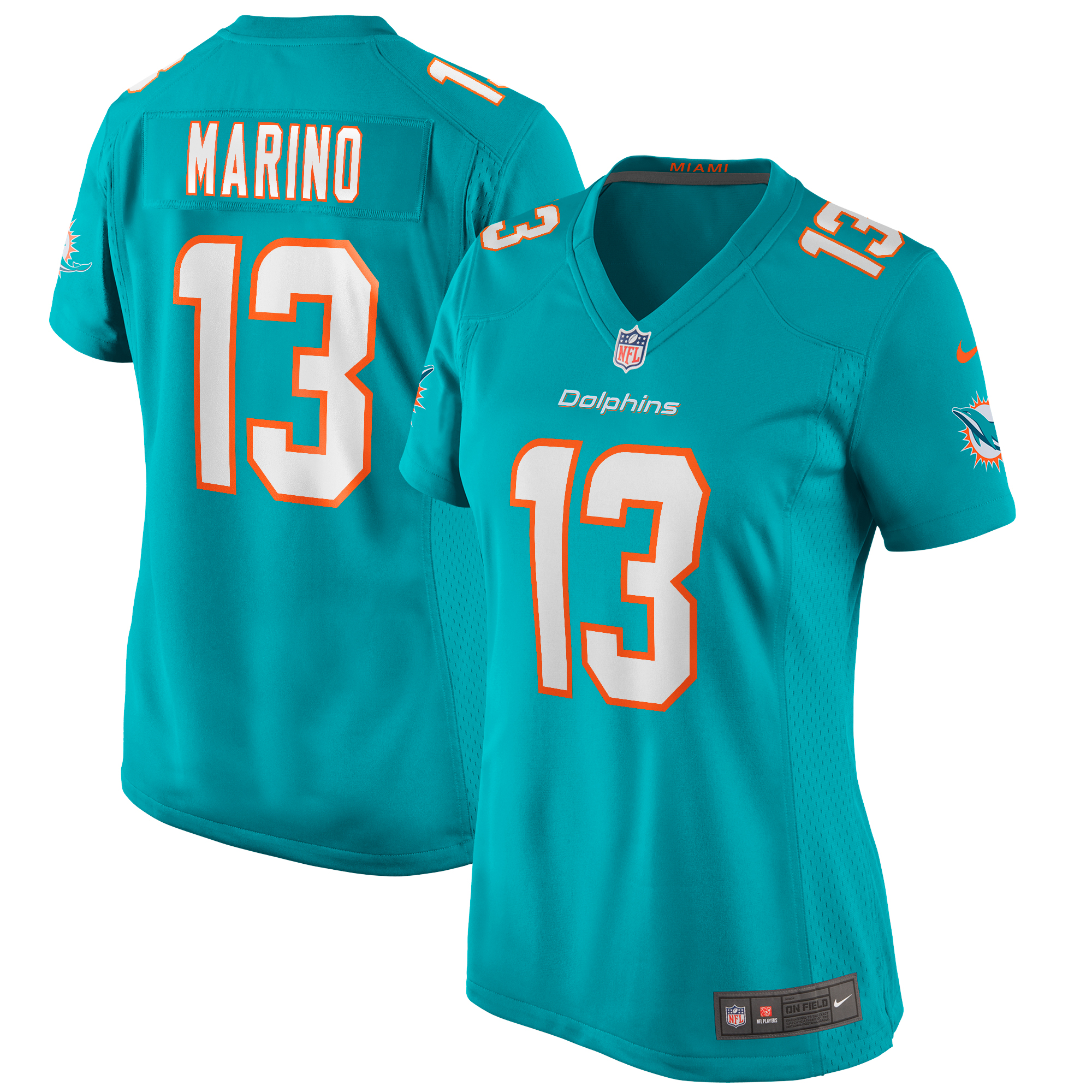 Women's Miami Dolphins Dan Marino Aqua Game Retired Player Jersey Js2412