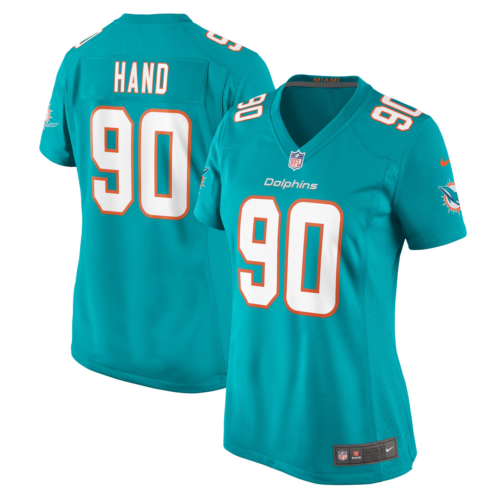 Women's Miami Dolphins Da'shawn Hand Aqua Game Jersey Js9621