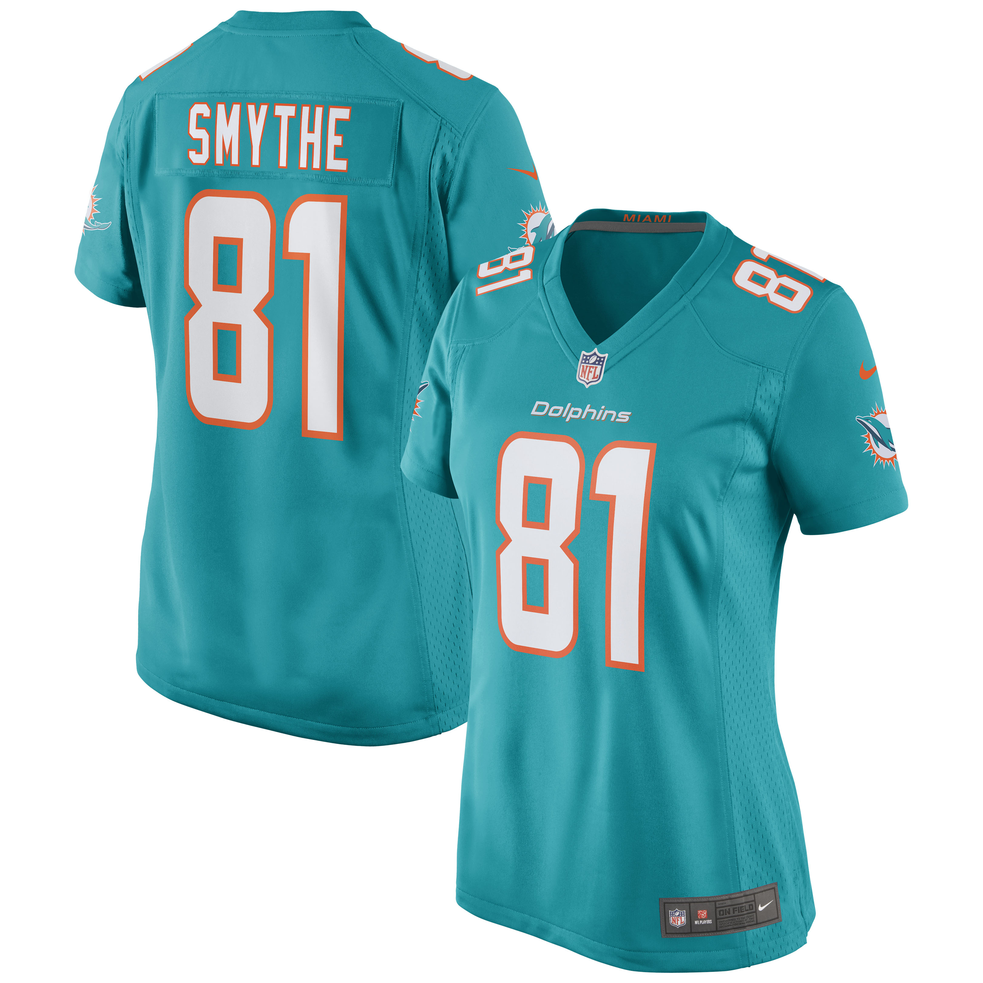 Women's Miami Dolphins Durham Smythe Aqua Game Jersey Js5320