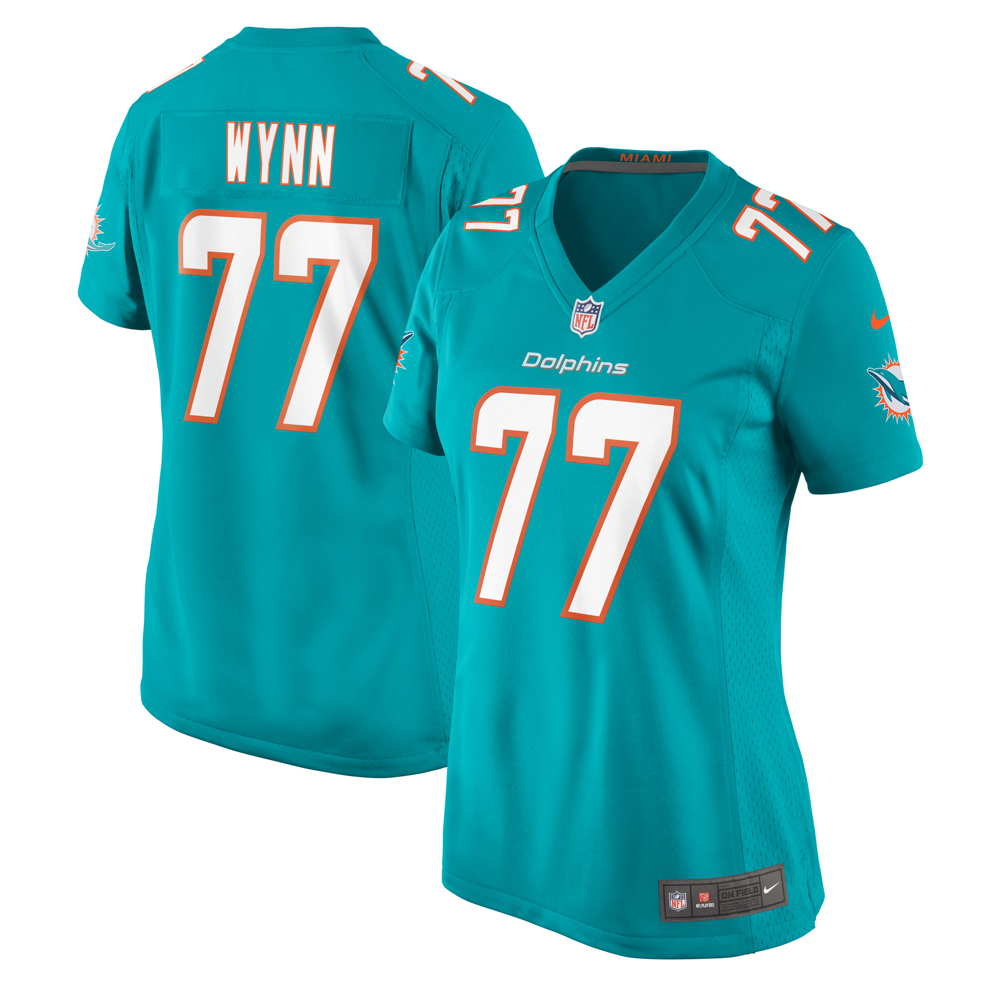 Women's Miami Dolphins Isaiah Wynn Aqua Game Jersey Js1726