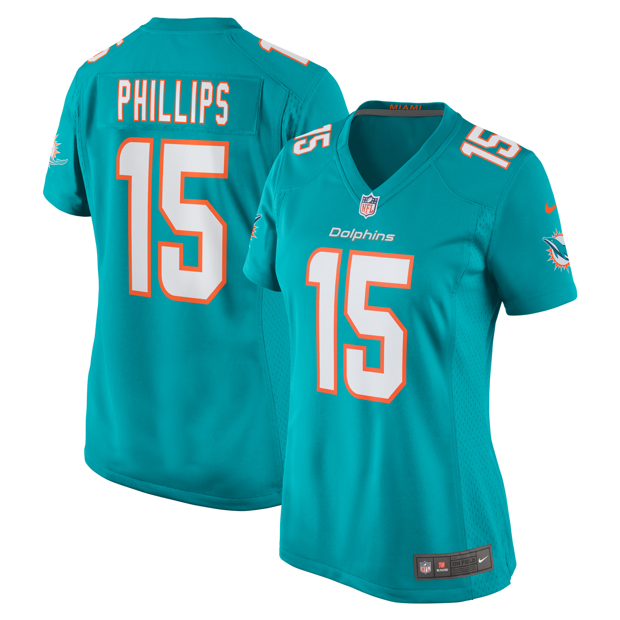 Women's Miami Dolphins Jaelan Phillips Aqua Game Player Jersey Js7317