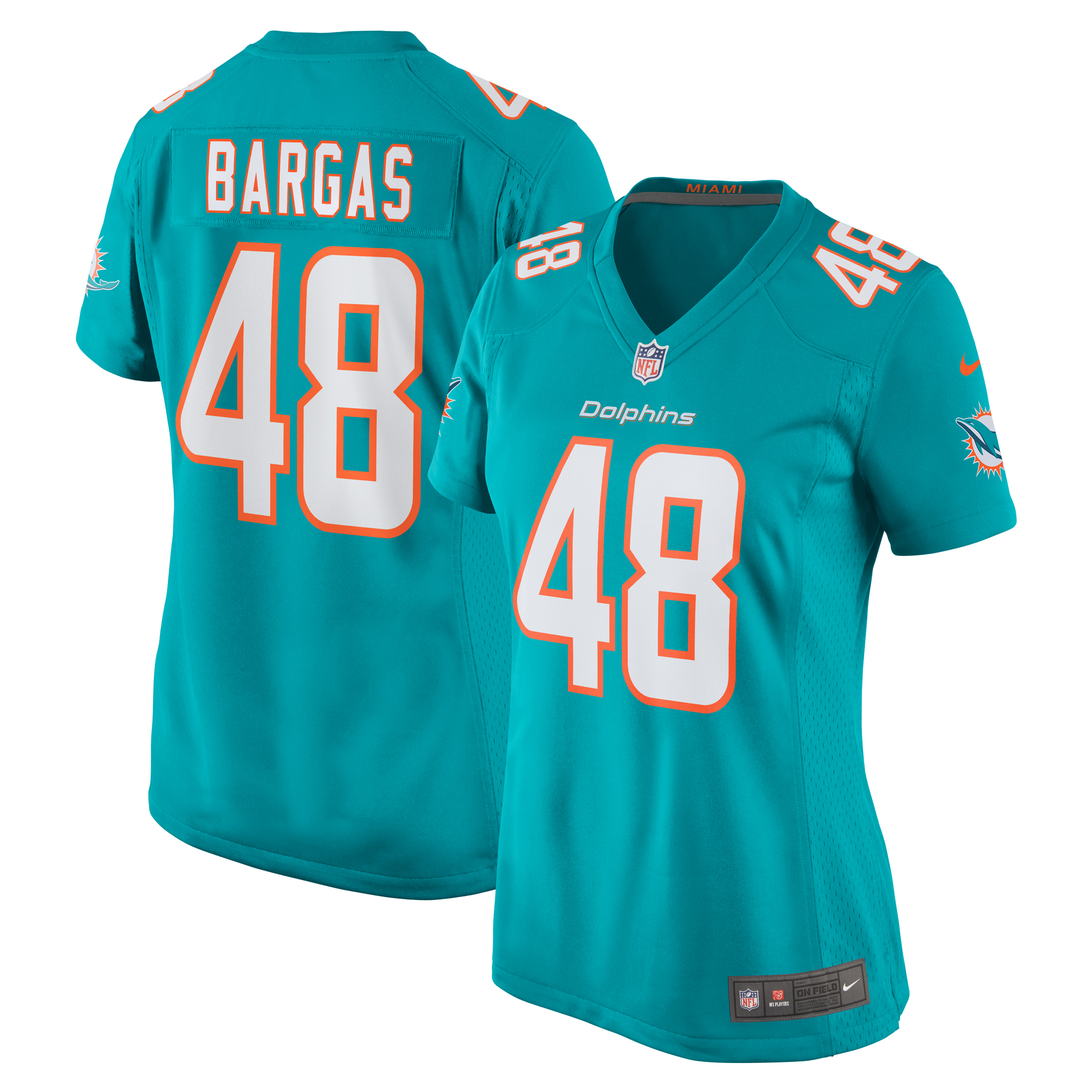 Women's Miami Dolphins Jake Bargas Aqua Home Game Player Jersey Js3187