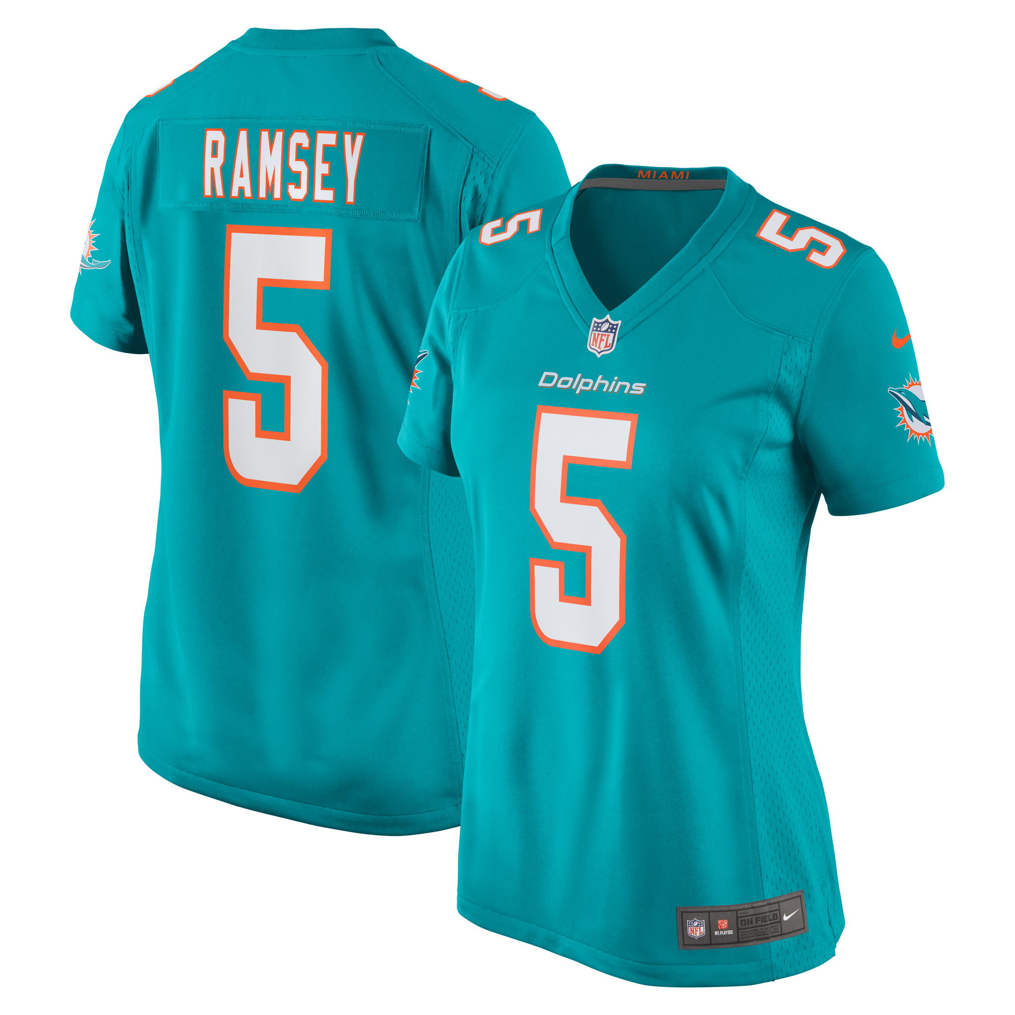 Women's Miami Dolphins Jalen Ramsey Aqua Player Jersey Js2194