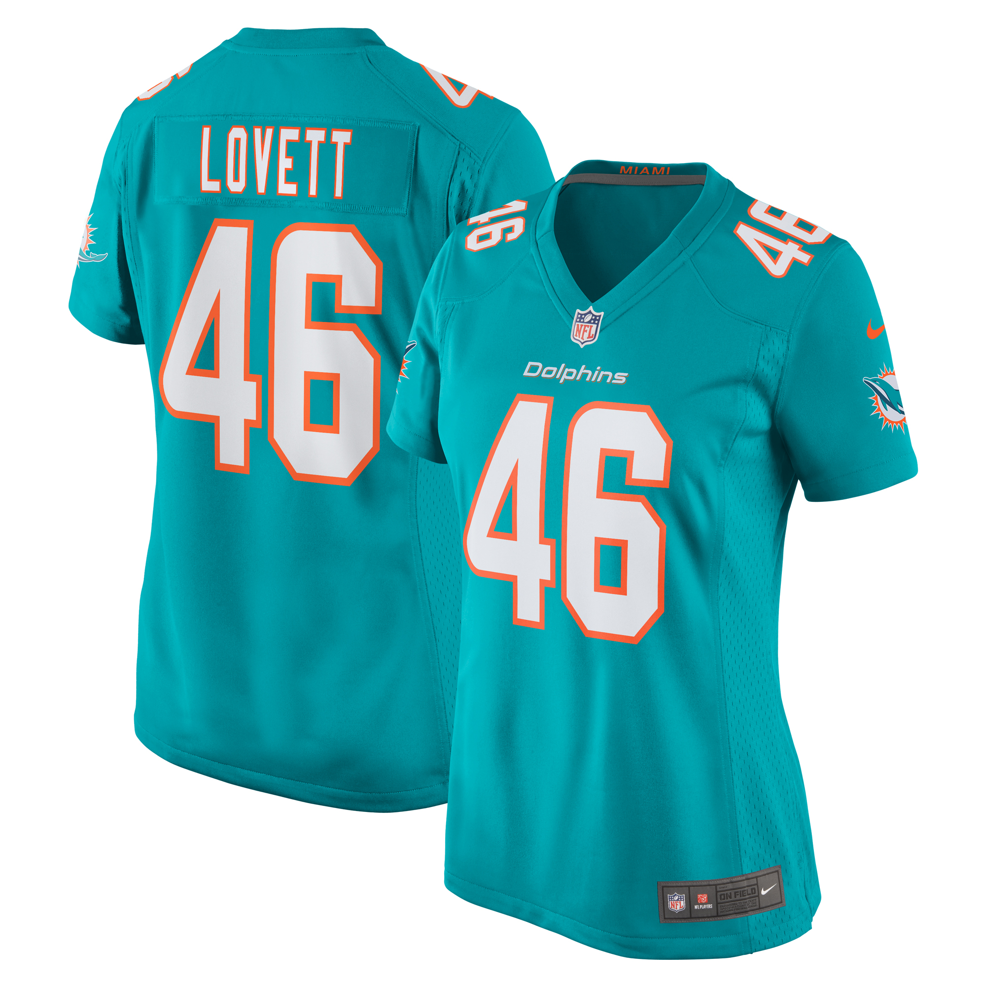Women's Miami Dolphins John Lovett Aqua Game Player Jersey Js1551