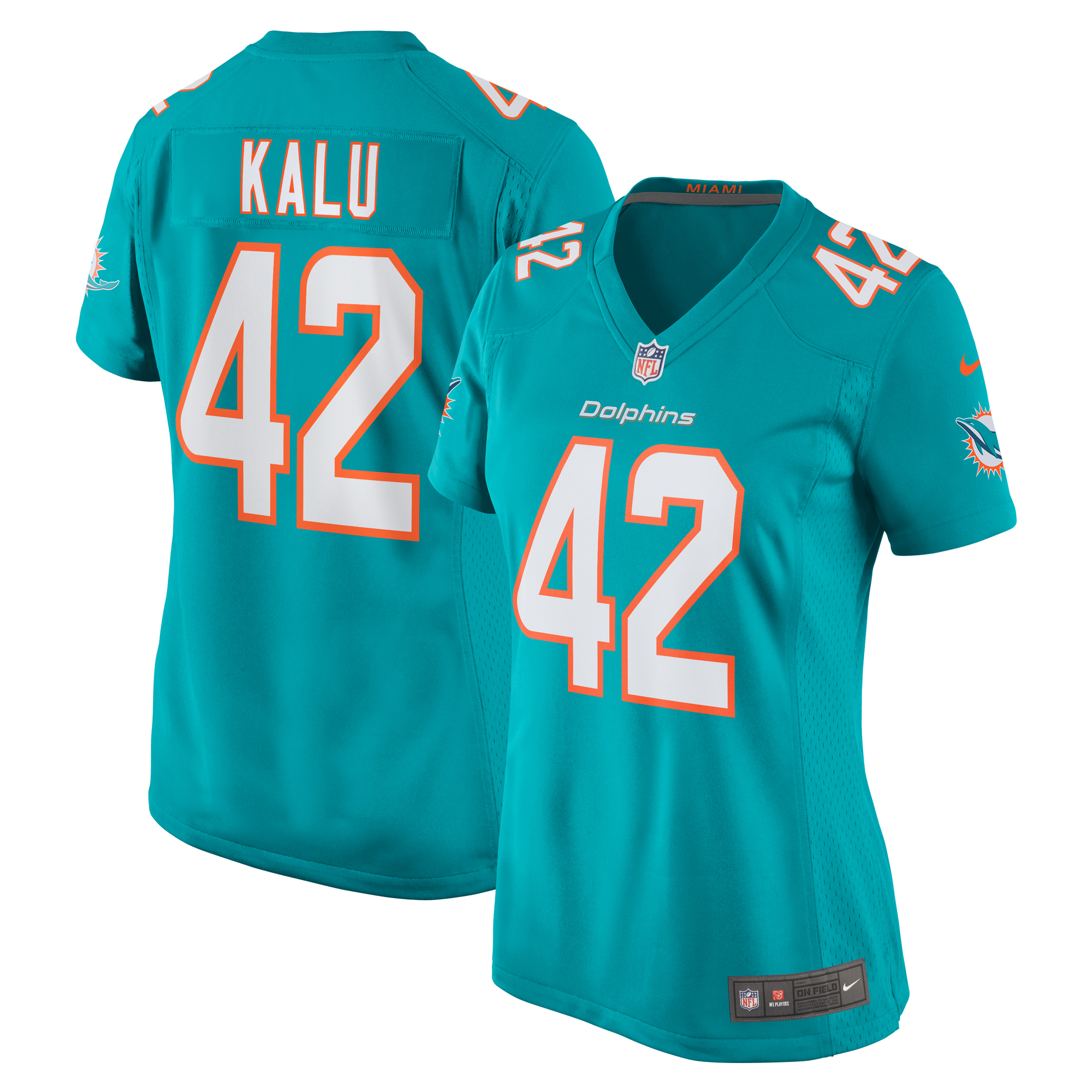 Women's Miami Dolphins Joshua Kalu Aqua Team Game Jersey Js4686
