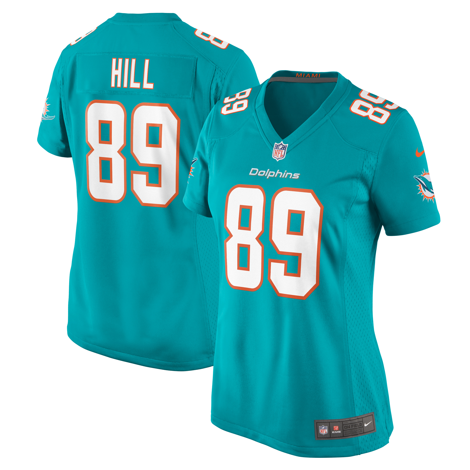 Women's Miami Dolphins Julian Hill Aqua Game Jersey Js3525