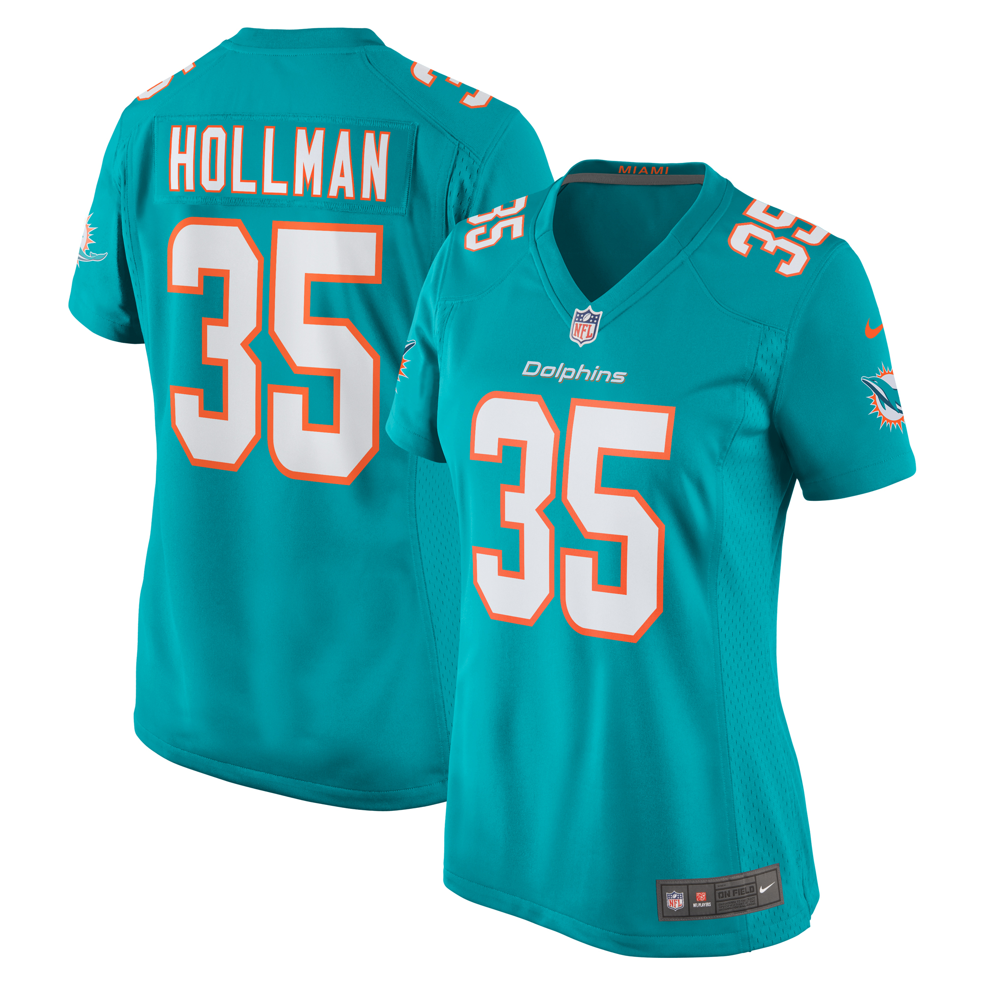 Women's Miami Dolphins Ka'dar Hollman Aqua Home Game Player Jersey Js1196