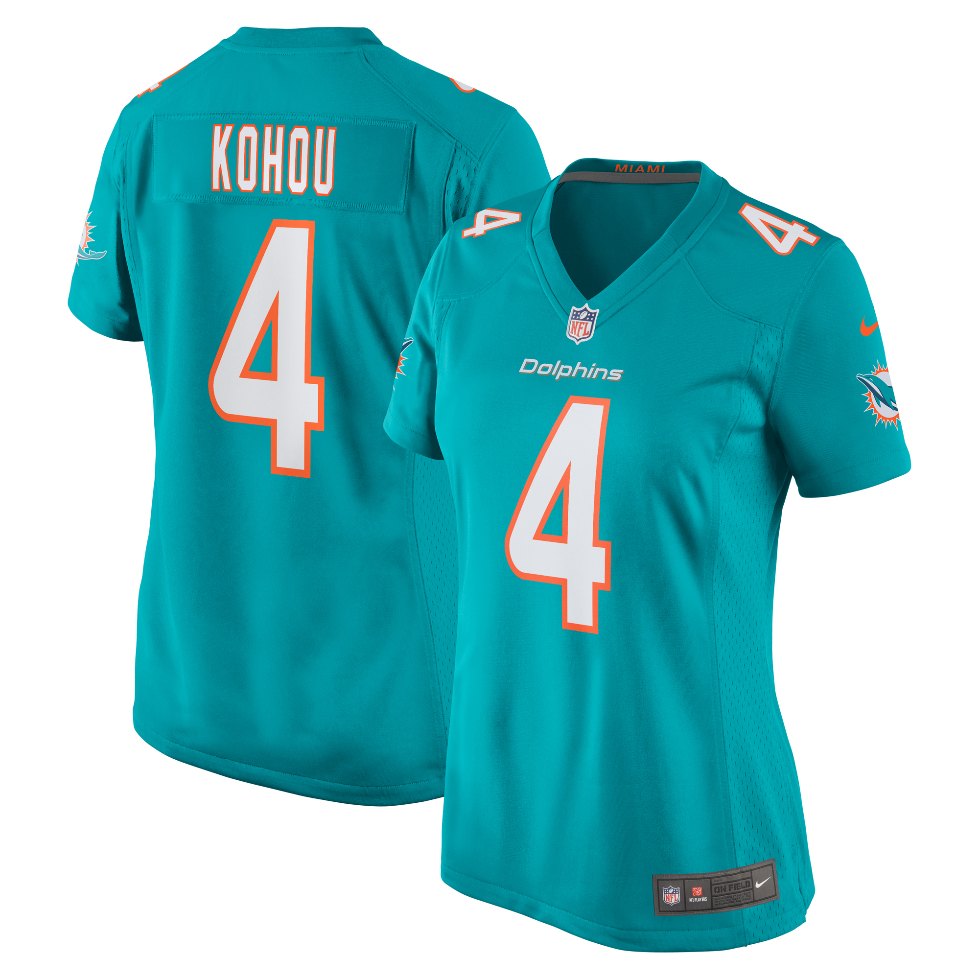 Women's Miami Dolphins Kader Kohou Aqua Game Player Jersey Js9334